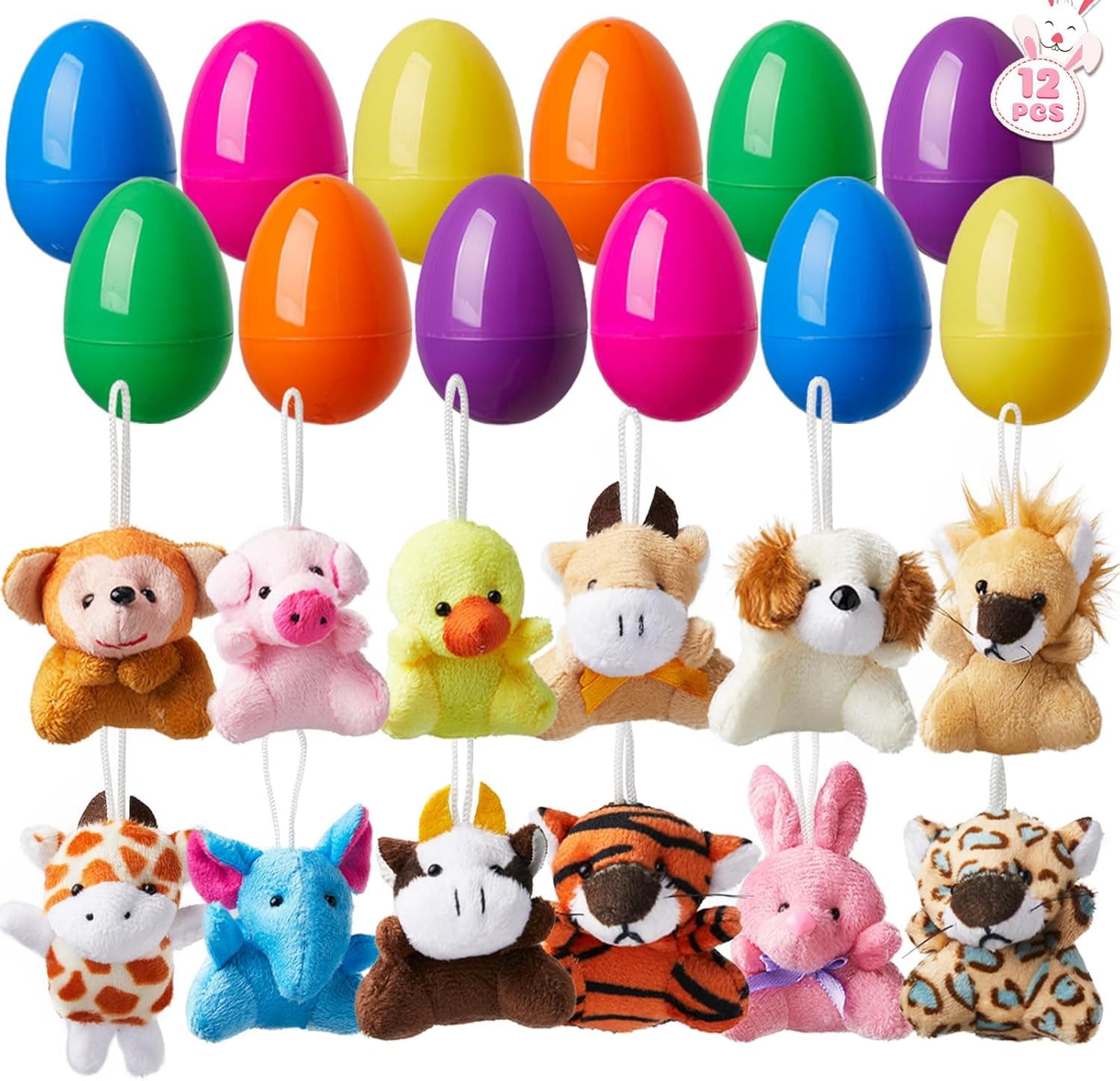 Easter Eggs with Toys for Kids: 12-Piece Plush Set