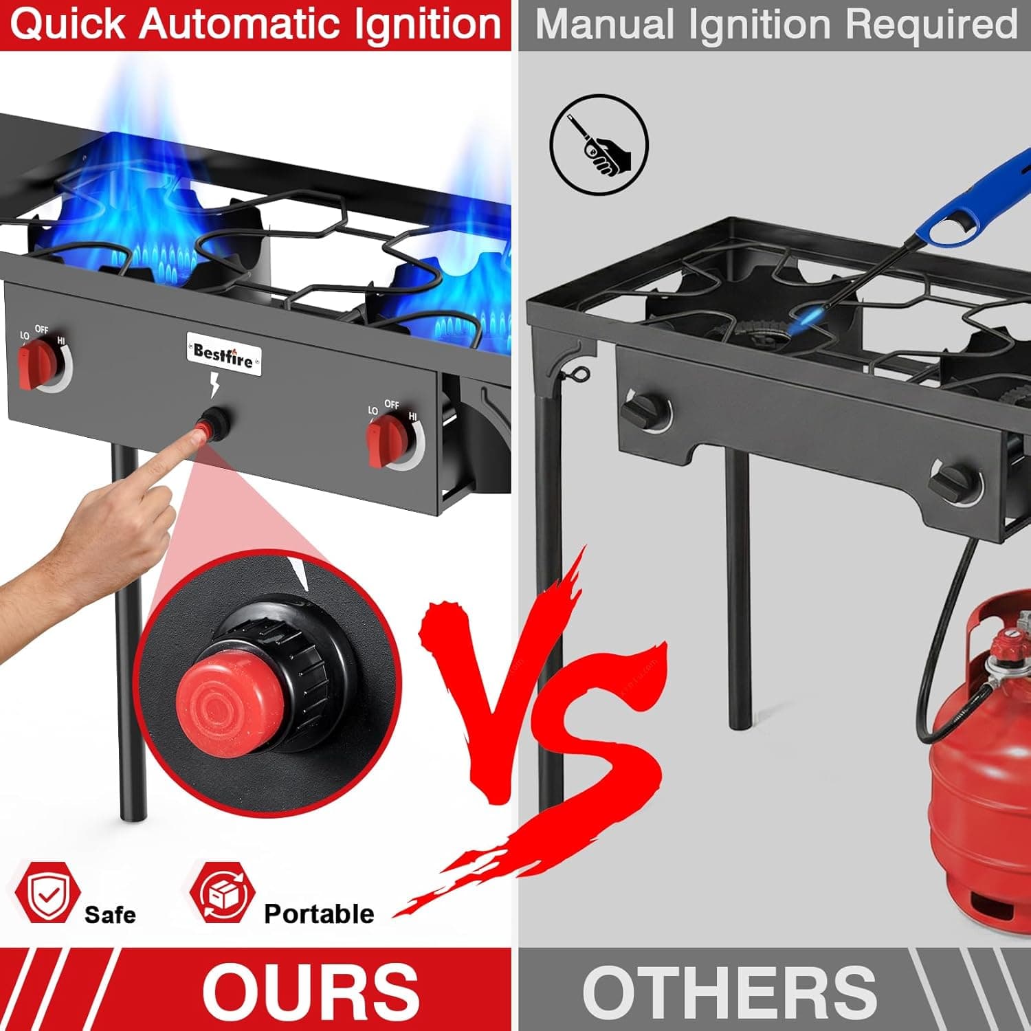 Bestfire 2-Burner Camping Stove with Auto Ignition thumbnail 3