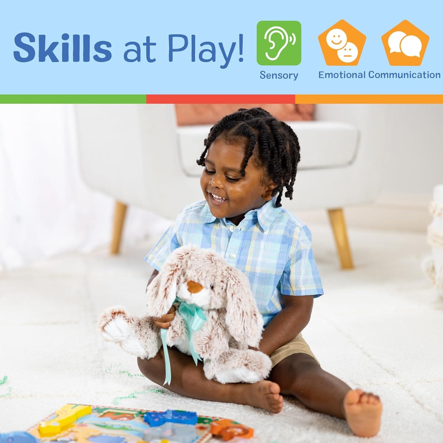 Melissa & Doug Burrow Bunny Stuffed Animal Plushie thumbnail 5