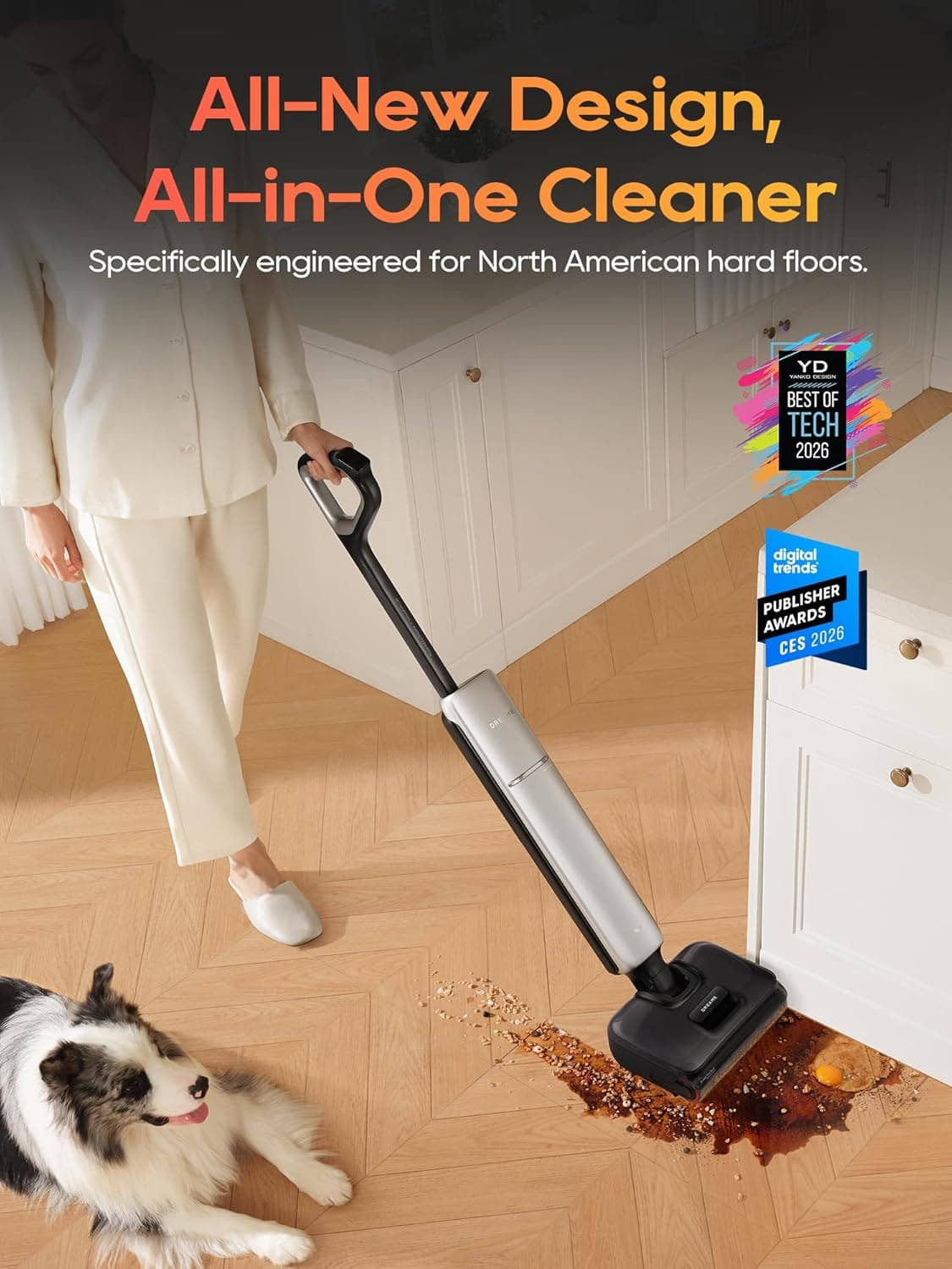 DREAME Aero Pro Wet Dry Vacuum Mop, Ultra-Slim with Hot Self-Cleaning/Self-Drying, 0 Hair Tangle Great for Pet Owner, Powerful Wet Dry Vacuum with 60min Runtime, Pick-up &amp; Mop at The Same Time : Tools &amp; Home Improvement thumbnail 2