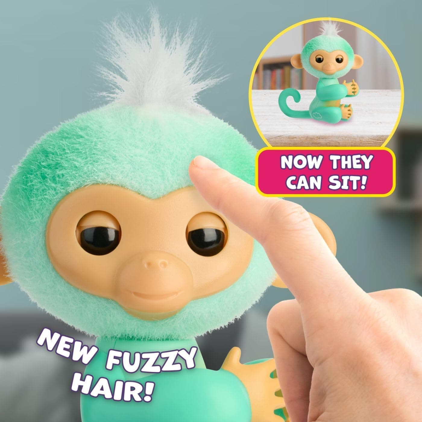 Fingerlings 2023 NEW Interactive Baby Monkey Reacts to Touch – 70+ Sounds &amp; Reactions – Ava (Teal) : Toys &amp; Games thumbnail 5