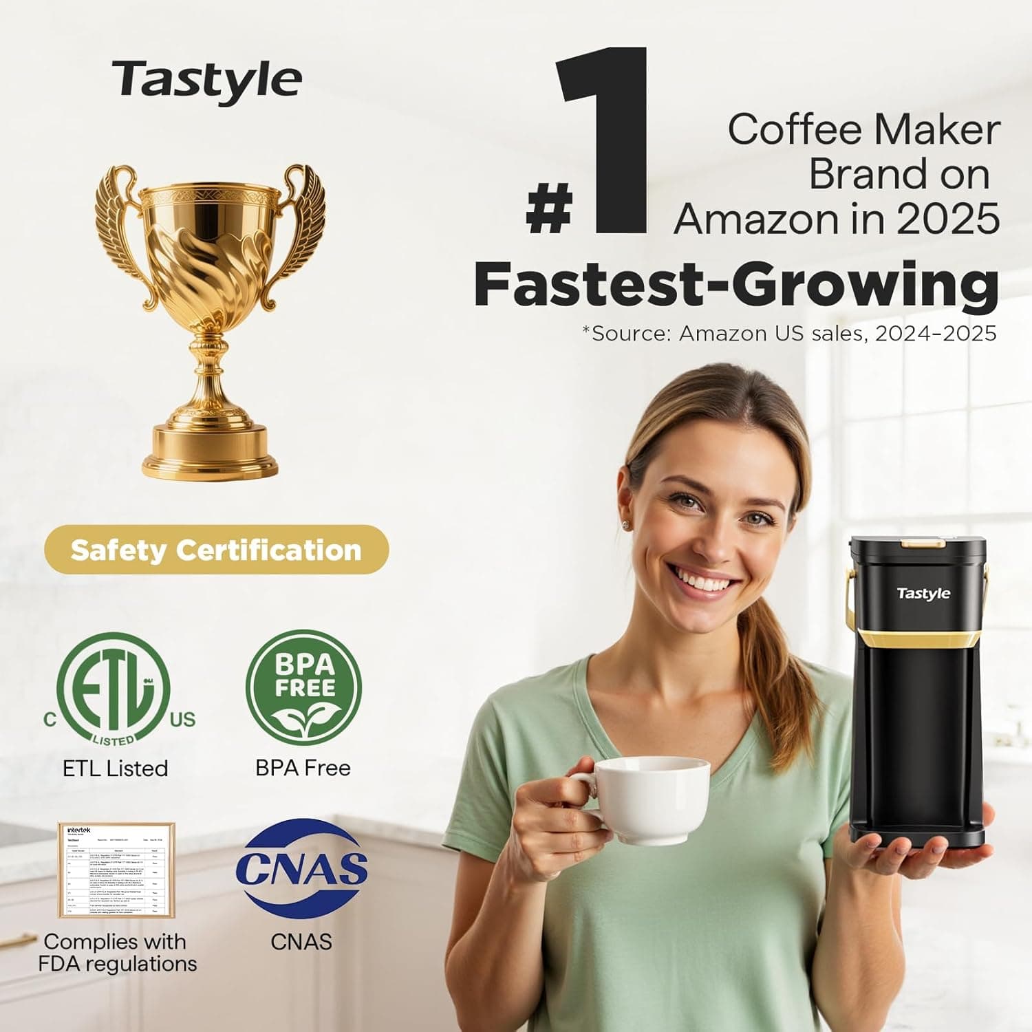 Tastyle Single Serve Coffee Maker with Portable Handle thumbnail 3