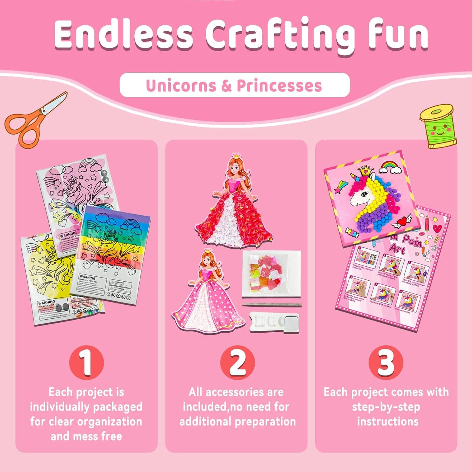 7july Unicorn Craft Box-12 Fun Arts and Crafts for Kids Ages 4-8,Educational Creative Toys, Art and Crafts Projects &amp; Activities Kit with Supplies,Gift for Girls 3 4 5 6 7 8 Years Old : Toys &amp; Games thumbnail 3