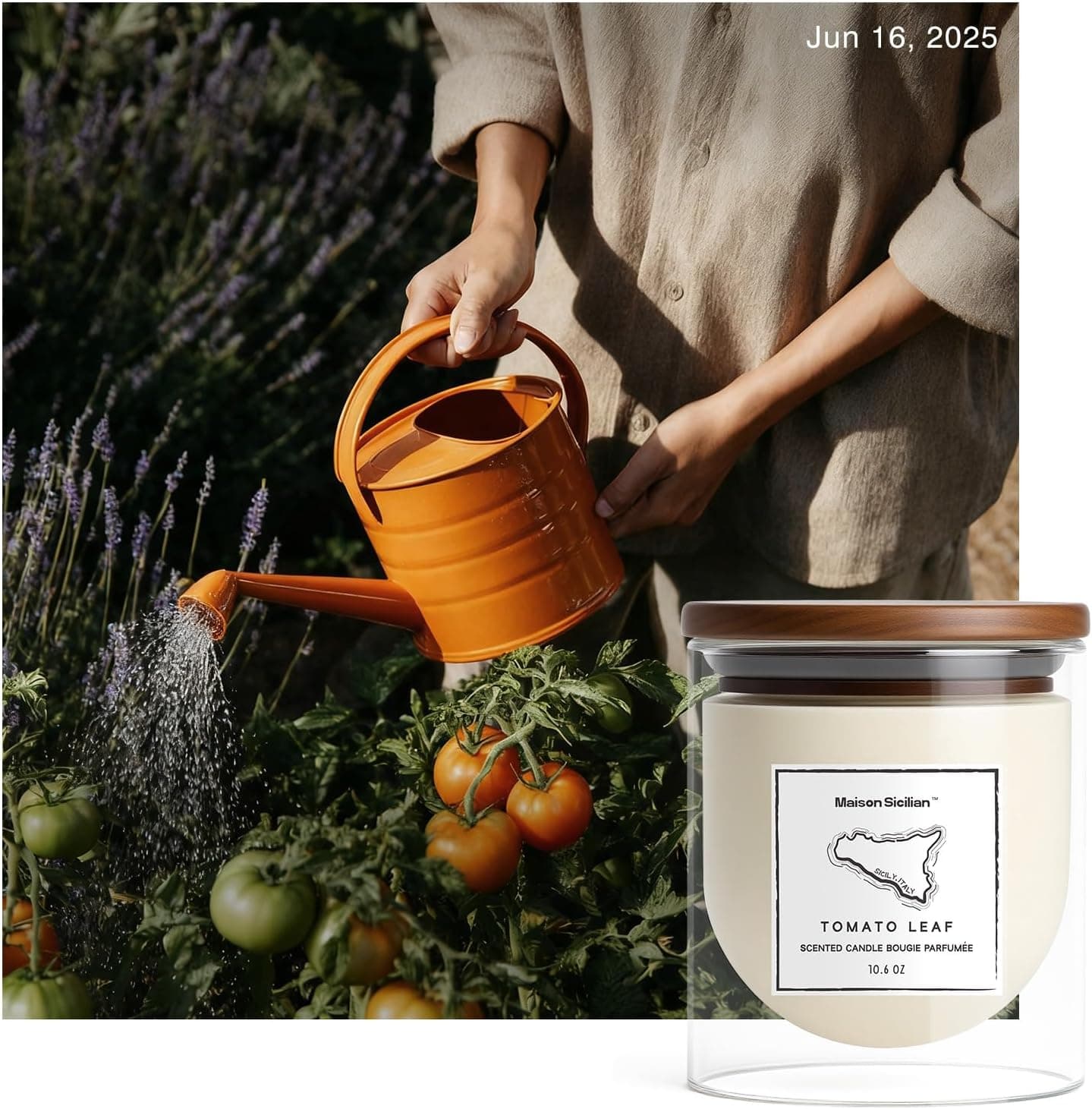 Tomato Leaf Candle by Maison Sicilian – Authentic Tomato Vine Scent, Fresh Green &amp; Earthy Notes, Hand-Poured Soy Wax, 65 Hour Burn | Garden-Inspired Home Fragrance for Plant Lovers, Spring Gift : Health &amp; Household thumbnail 2