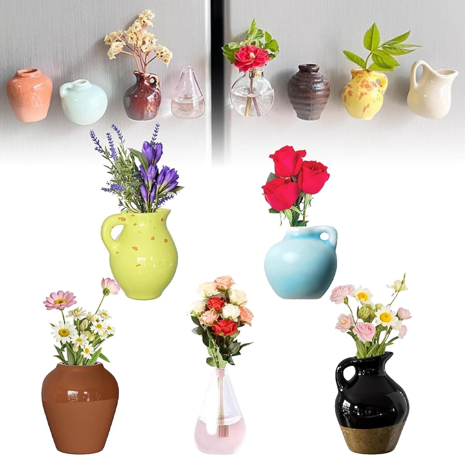 Mini Magnetic Ceramic Flower Vases - Set of 5 — Spring Gift Ideas gift idea