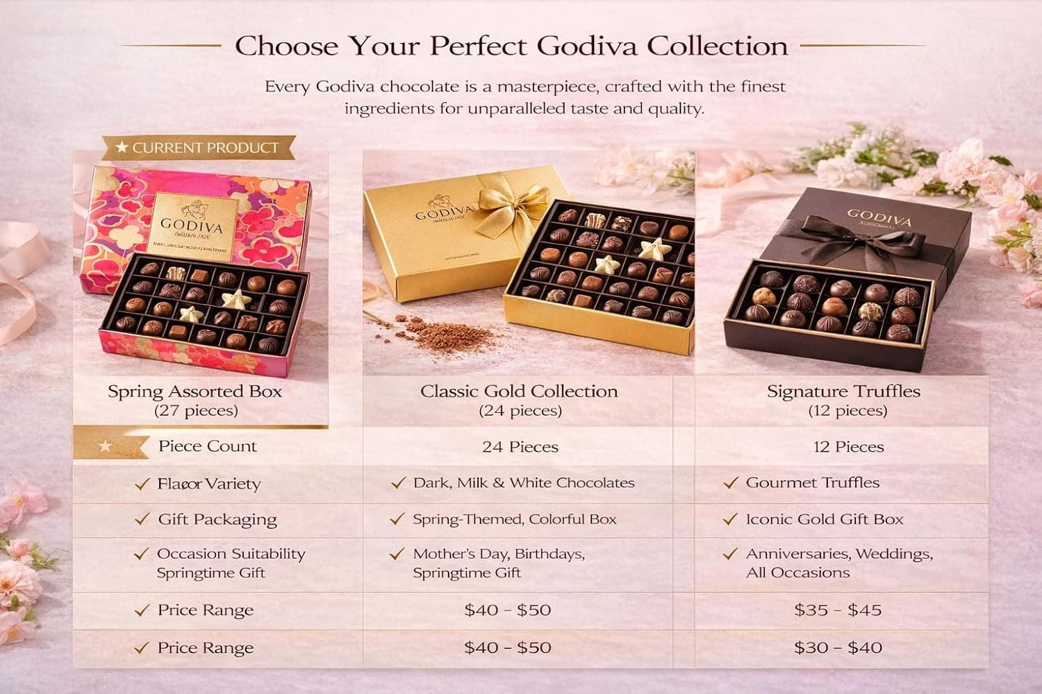 Godiva Assorted Chocolate Creations Spring Box 27 Pieces thumbnail 4