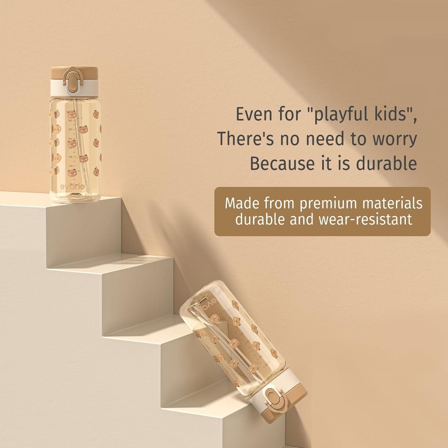 Evorie Tritan Kids Water Bottle with Straw - 13oz Honey Bear thumbnail 5