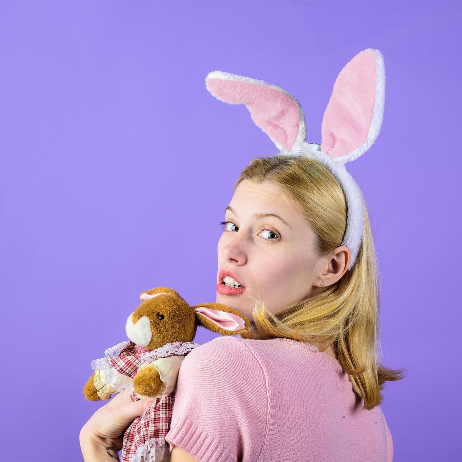 WILLBOND 6 Pcs Easter Bunny Ears Simulation Plush Rabbit Ear Soft Bunny Headband for Cosplay Party Halloween (Natural Color) : Clothing, Shoes &amp; Jewelry thumbnail 5