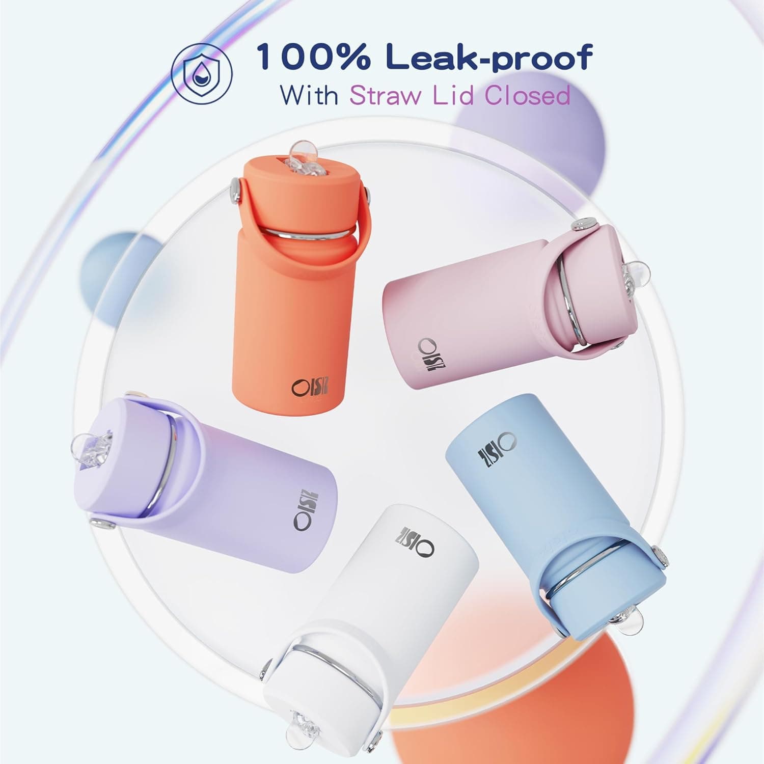 OISIZ Kids Water Bottle with Straw Lid 14oz - Vacuum Insulated Stainless Steel thumbnail 5