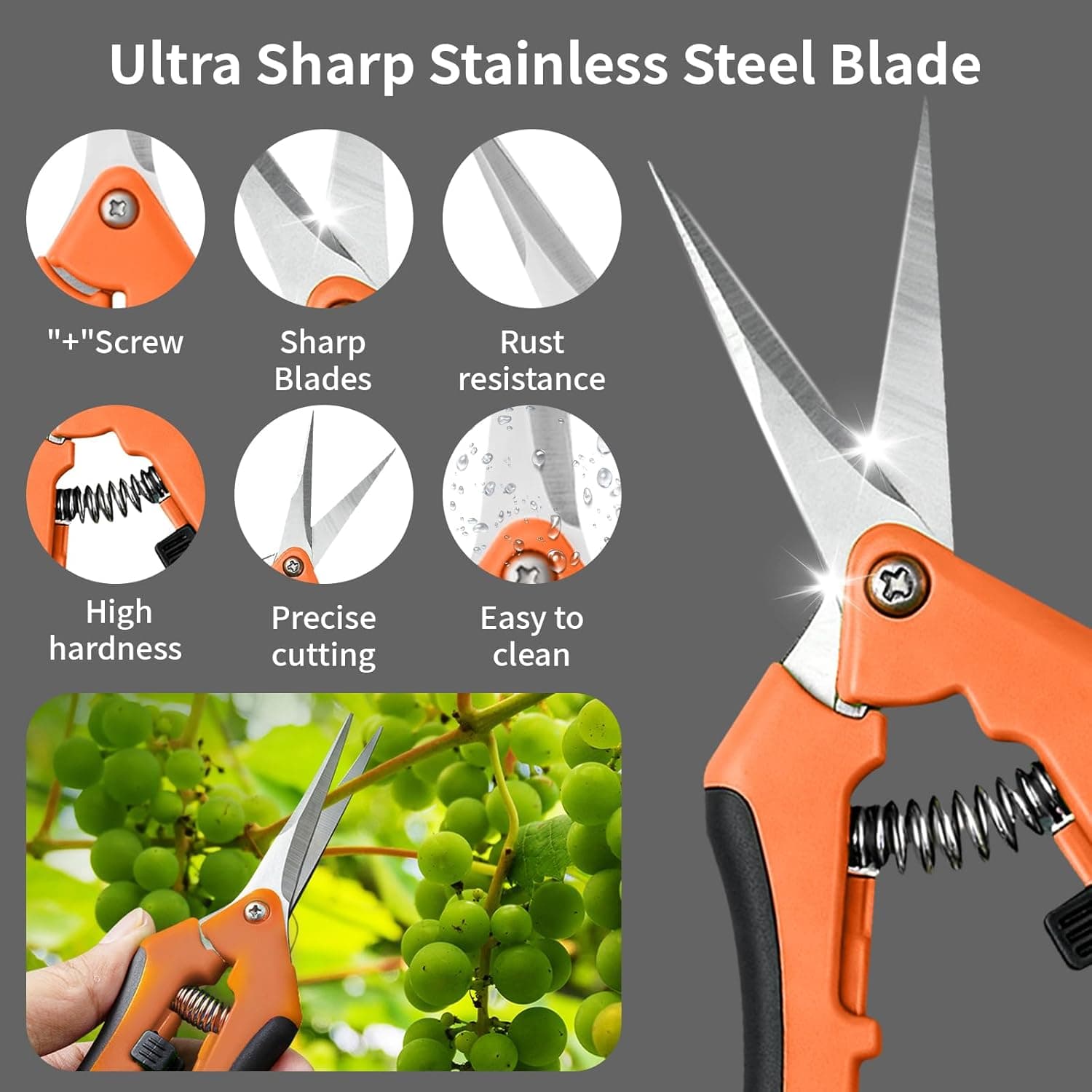 4 Pack Garden Pruning Shears Set - Stainless Steel Scissors thumbnail 4