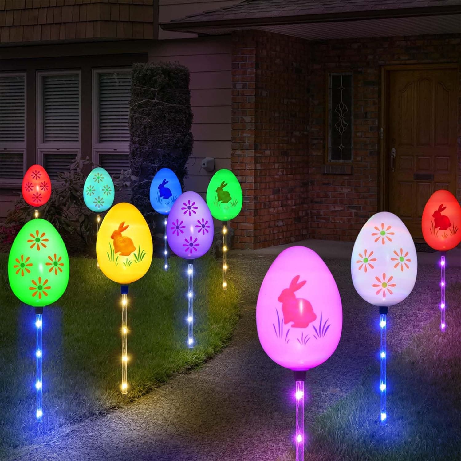 Windpnn Upgraded 8-Pack Solar Easter Egg Stake Lights (Big Egg) thumbnail 3