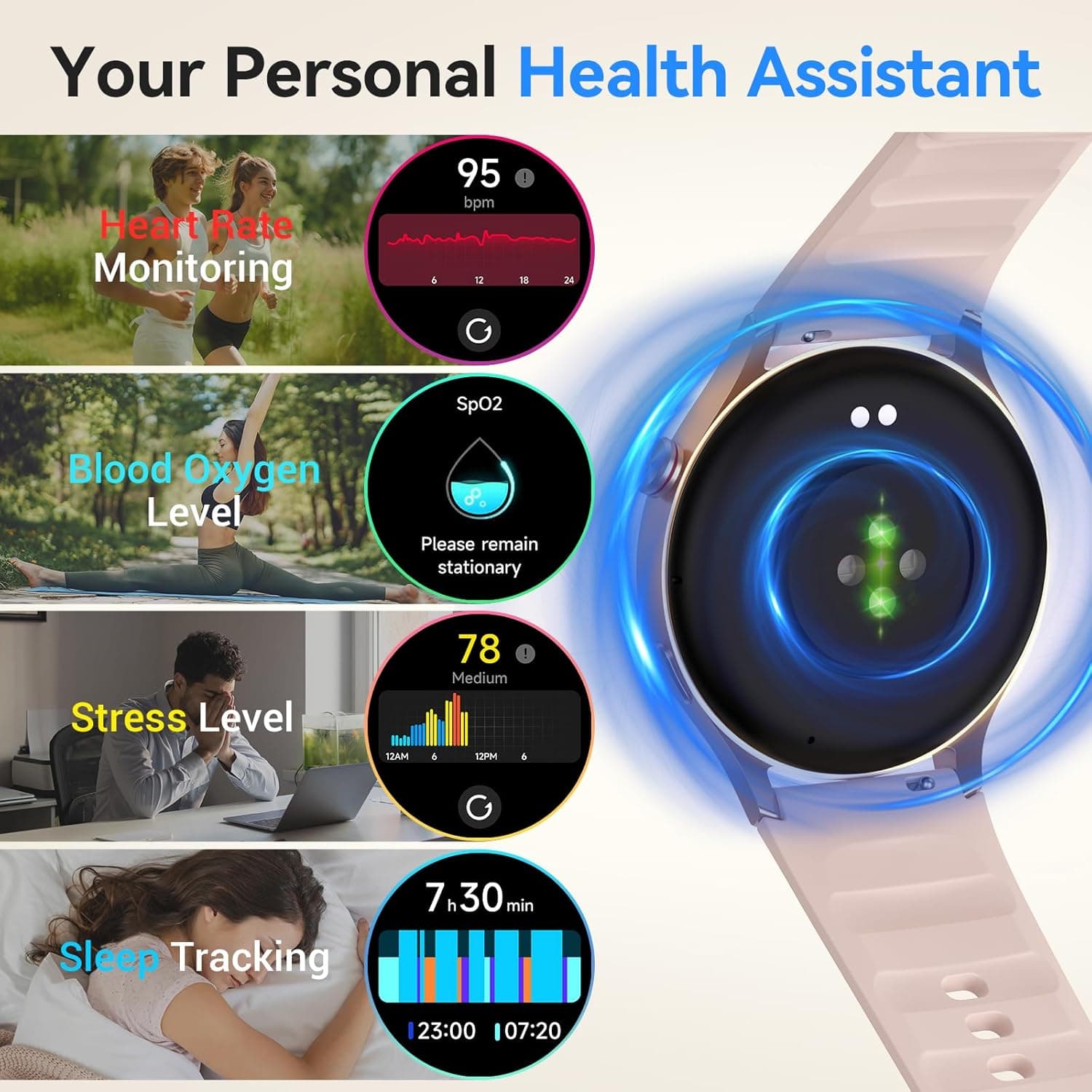 Fitpolo Smart Watch for Women - 1.3" AMOLED Touchscreen Fitness Tracker thumbnail 4