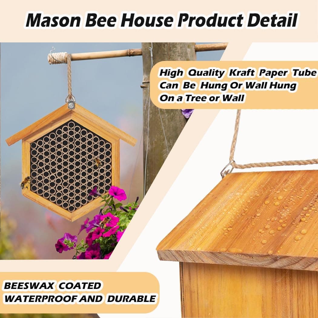 Mason Bee House Wax Coated Bee Hotel thumbnail 2