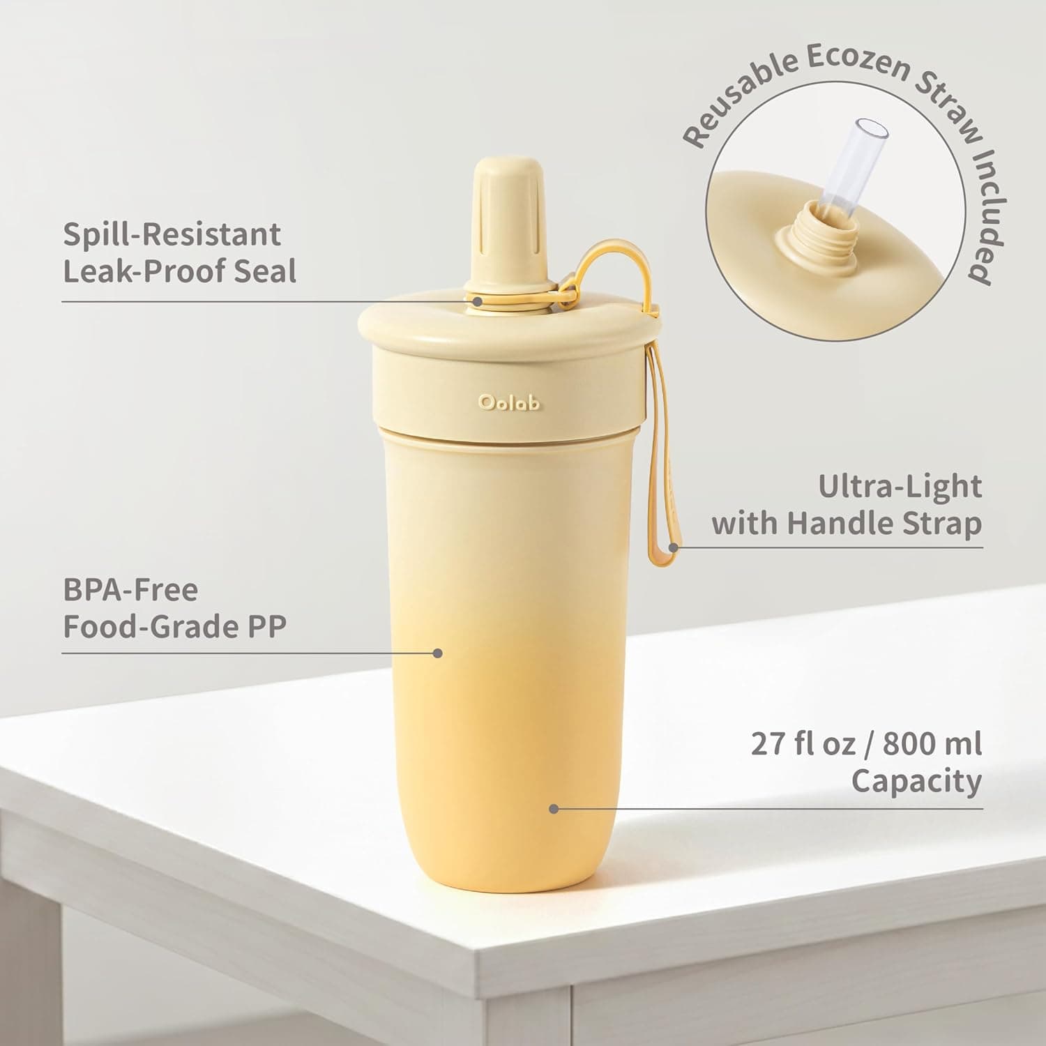 Oolab 800ml Bubble Tea Tumbler with Straw - Roasted Milk thumbnail 2