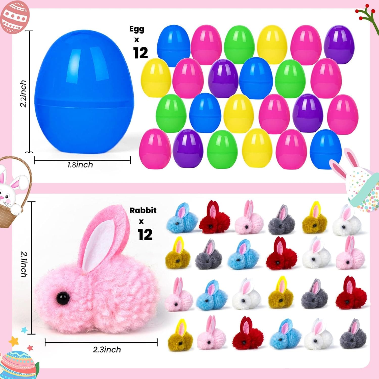 Aurdox 12 Pack Easter Egg Fillers Plush Bunny Toys thumbnail 4