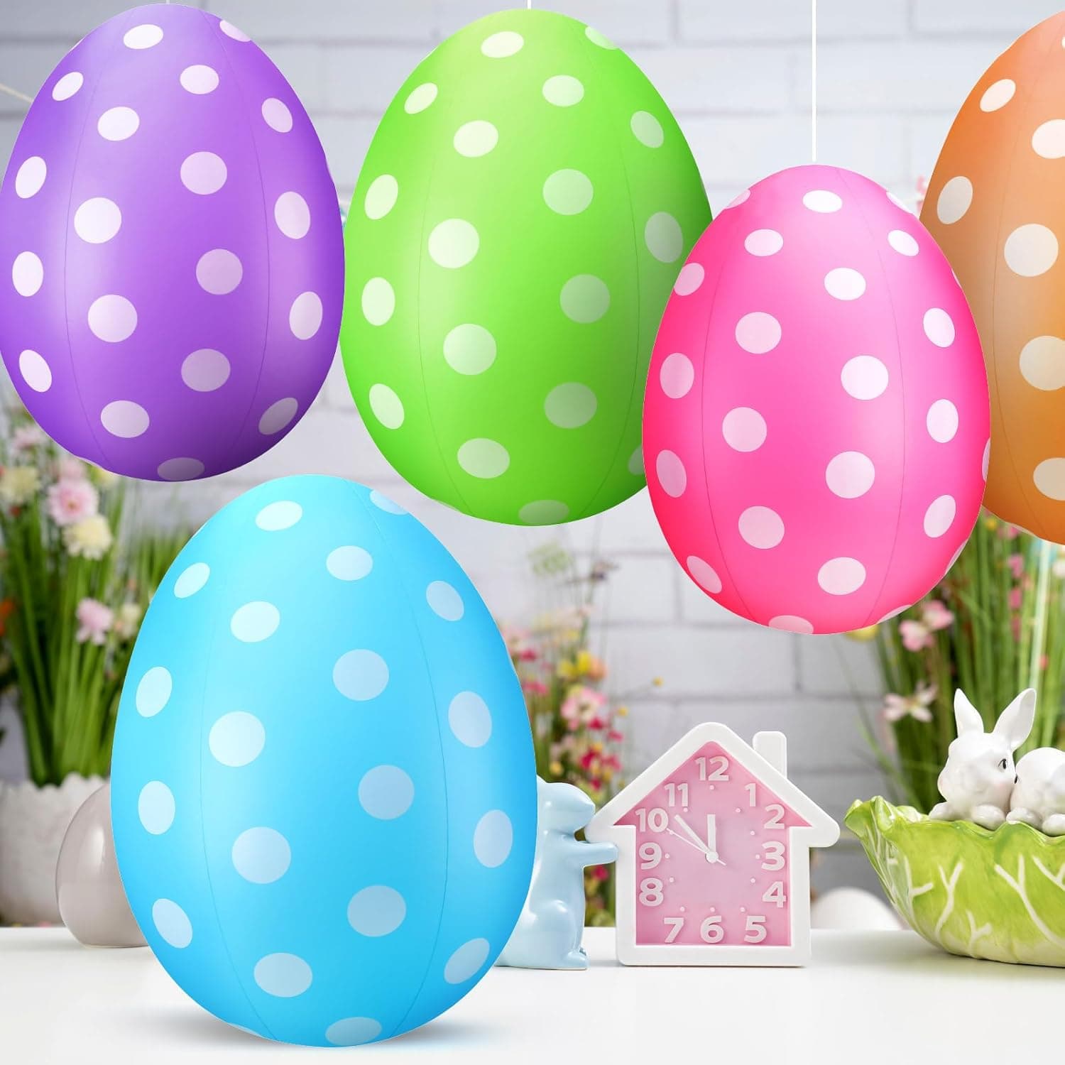 12 Pack 16 Inch, 24 Inch Easter Inflatable Eggs Jumbo Outdoor Decorations Easter Blow up Yard Decorations Gaint Big Yard Lawn Decor Kids Toys Bunny Colorful Eggs Inflatable Ornaments for Garden : Patio, Lawn &amp; Garden thumbnail 5