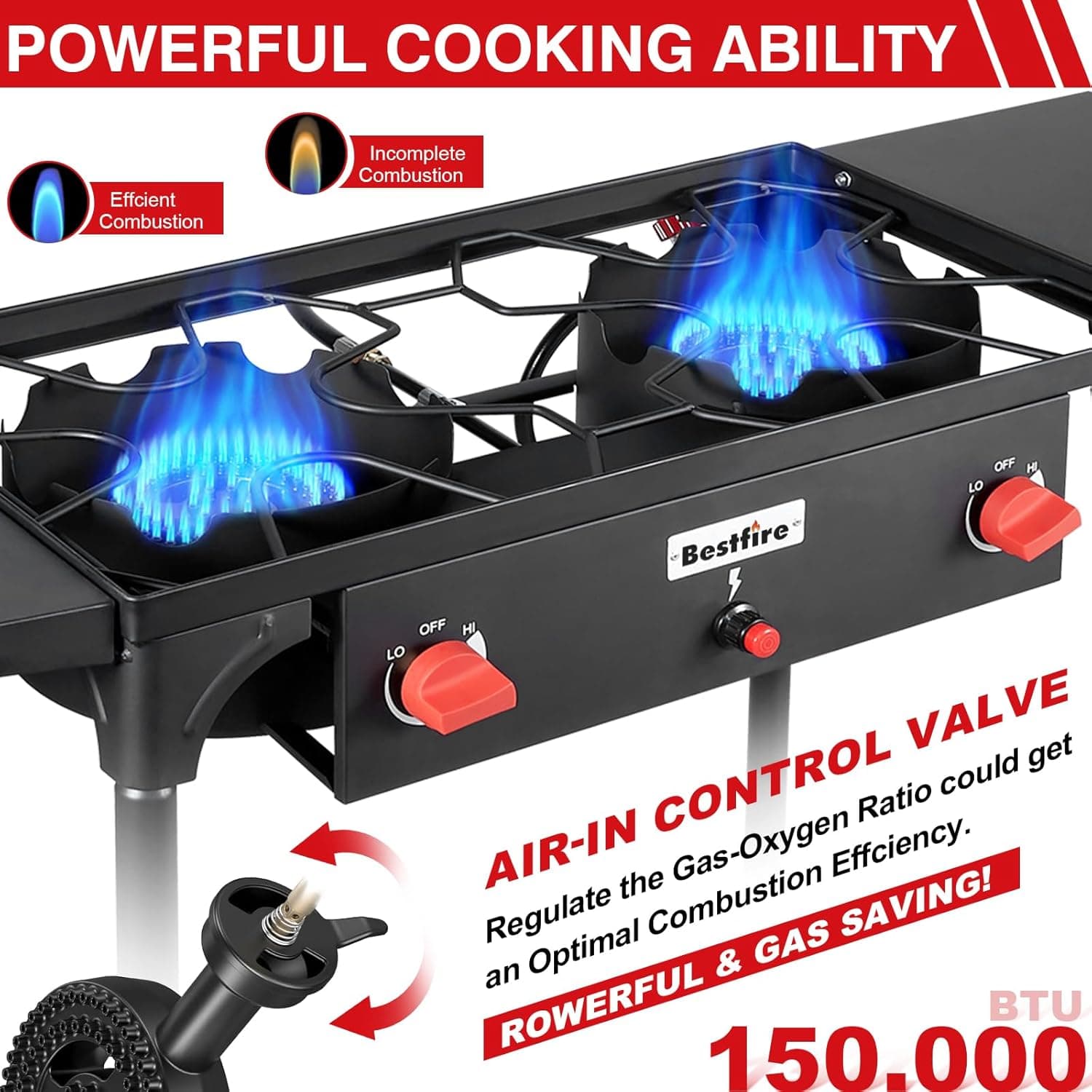 Bestfire 2-Burner Camping Stove with Auto Ignition thumbnail 4