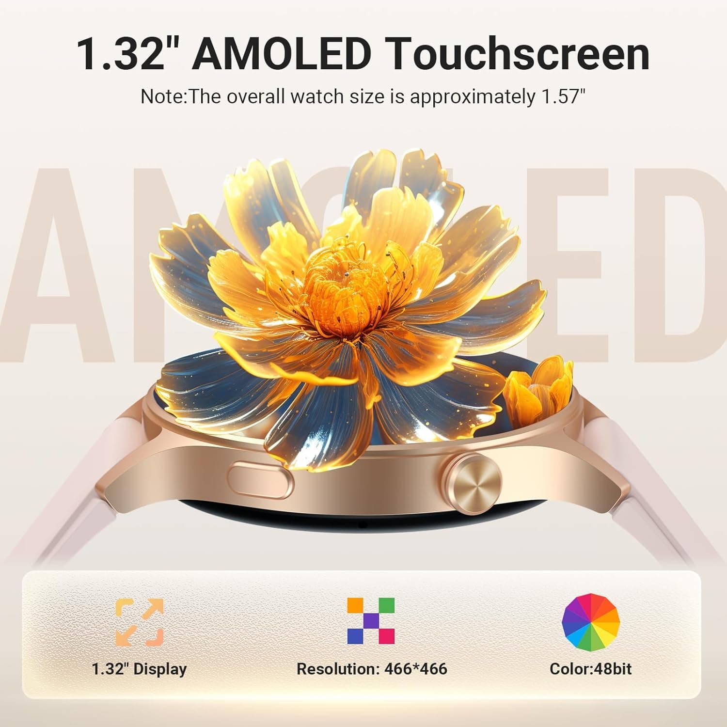 Fitpolo Smart Watch for Women - 1.3" AMOLED Touchscreen Fitness Tracker thumbnail 2