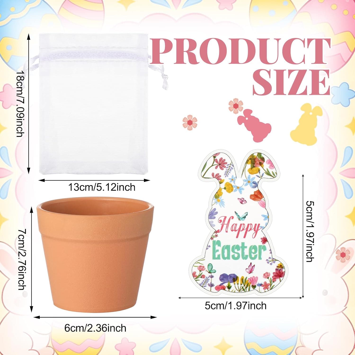 Ctosree 24 Sets Happy Easter Party Favors for Guests Easter Bunny Seed Packets Kit Including Self Adhesive Seed Packets Mini Flowerpots Bunny Tags Organza Bags for Basket Stuffers Gifts : Patio, Lawn &amp; Garden thumbnail 2