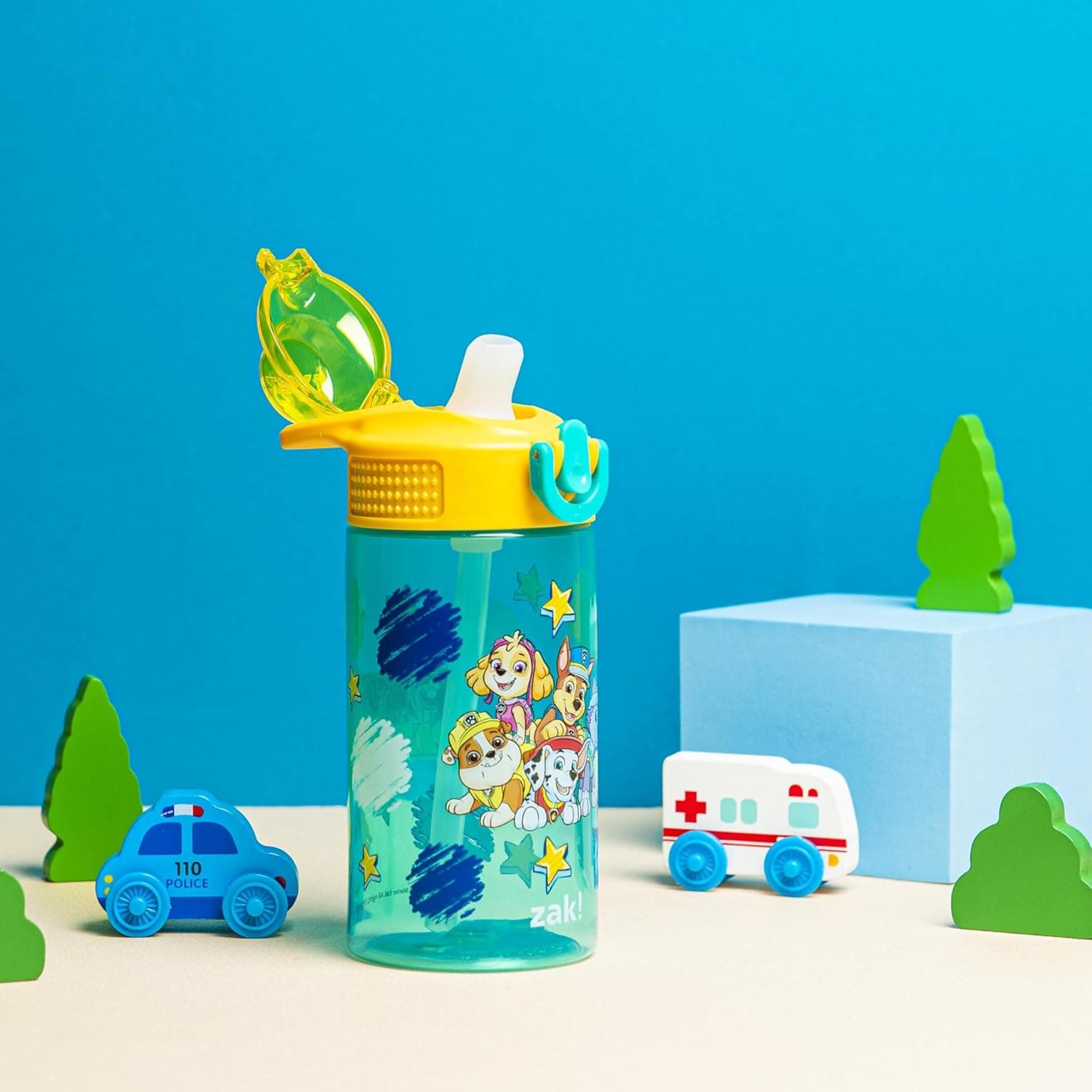 Zak Designs PAW Patrol Sage Water Bottle with Straw and Handle - 16oz thumbnail 3