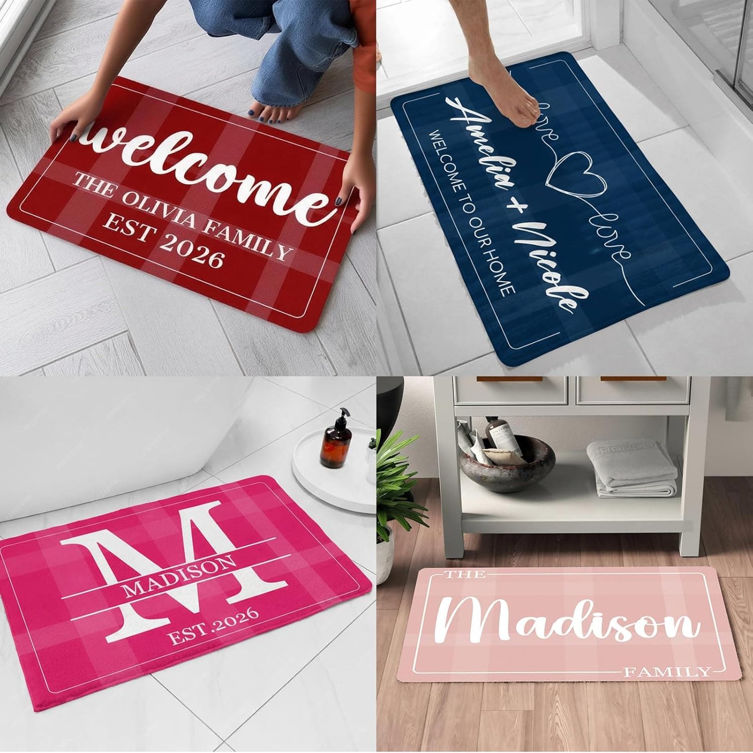 Clawelves Personalized Welcome Doormat with Family Name &amp; 6 Designs, Custom DoorMats, Housewarming Gift - Door Mat with Anti-Slip Backing, Customize Doormat Indoor Entrance : Patio, Lawn &amp; Garden thumbnail 5