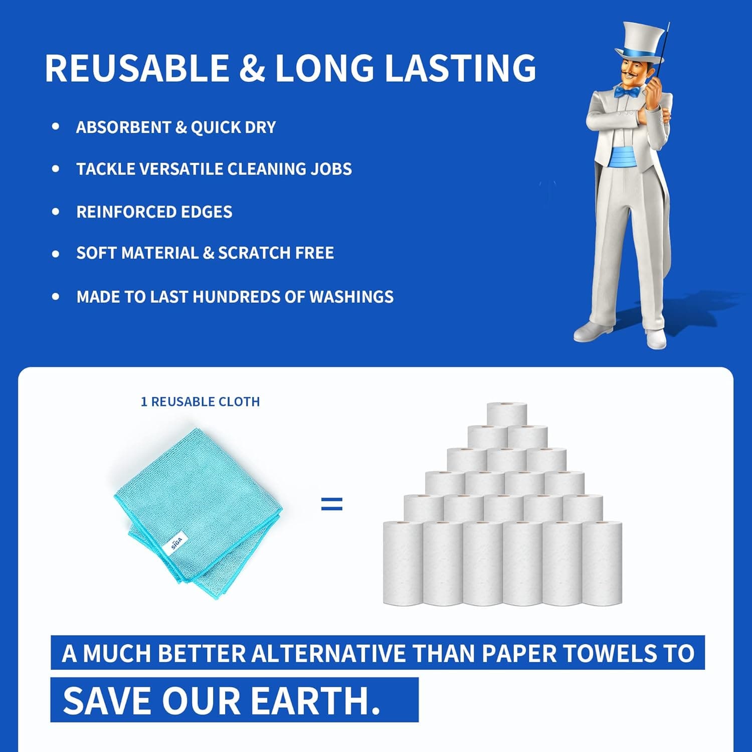 MR.SIGA Microfiber Cleaning Cloth, Pack of 12 thumbnail 4