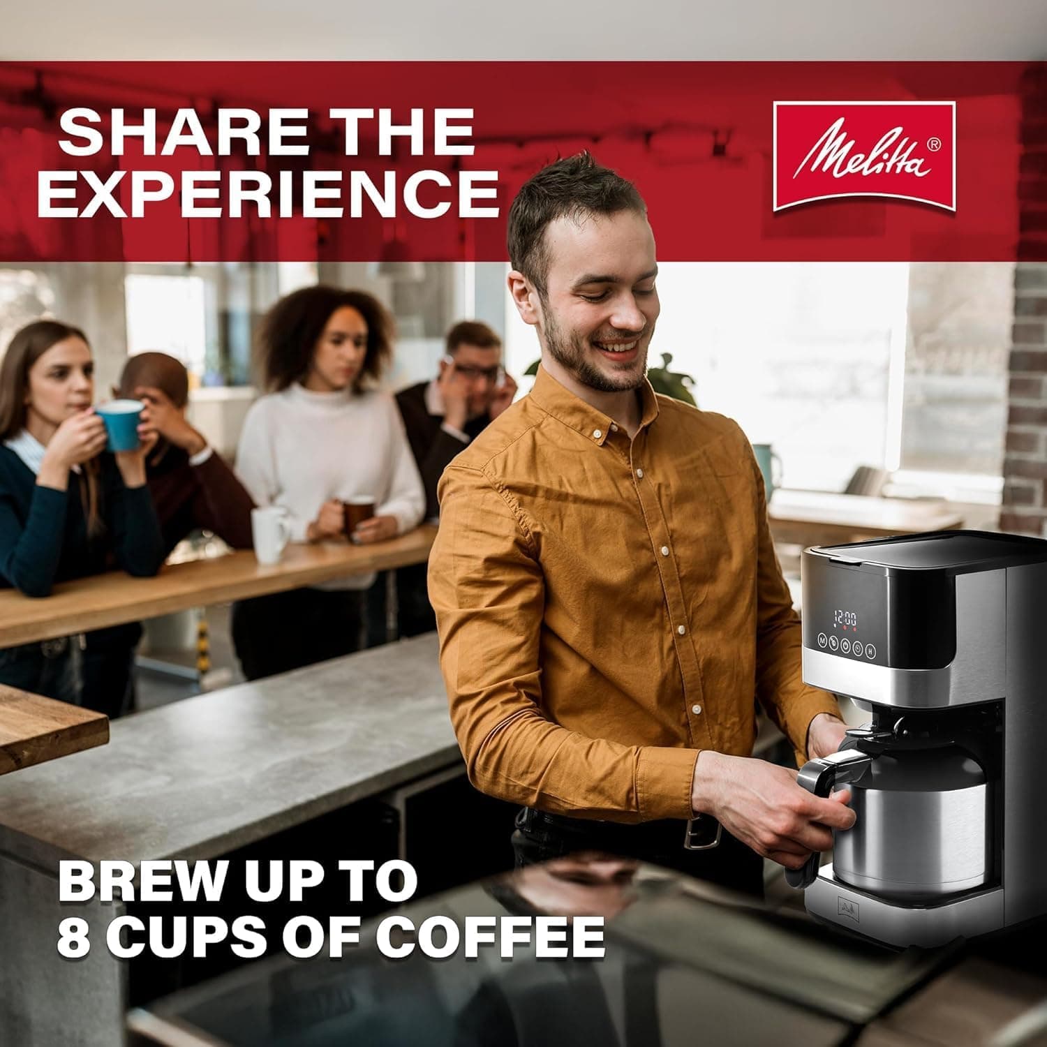 Melitta Aroma Tocco Thermal Drip Coffee Maker, 8-Cup, Programmable with Automatic Shut-Off, Pause &amp; Serve, Stainless Steel Carafe with 5-Pack Coffee Filters: Home &amp; Kitchen thumbnail 5