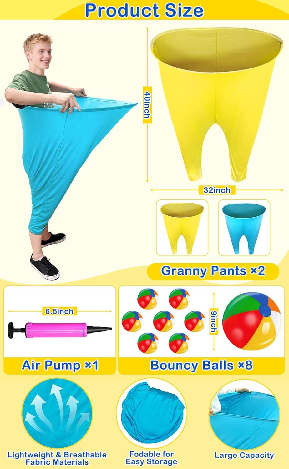 11 Pc Granny Pants Yard Game Easter Set with Bouncy Balls thumbnail 2