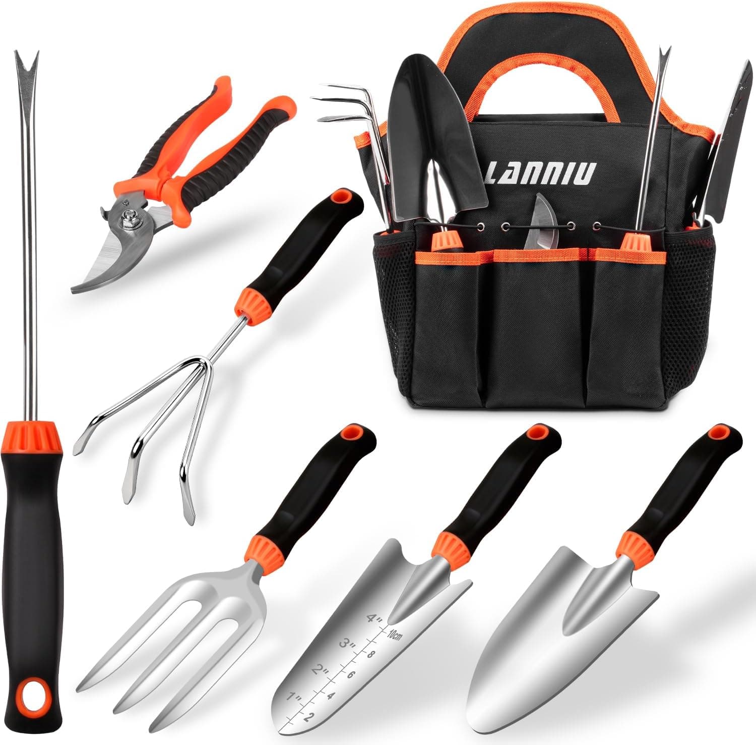 LANNIU Garden Tool Set - 7 Piece Stainless Steel Gardening Tools with Floral Tote Bag — Spring Gift Ideas gift idea