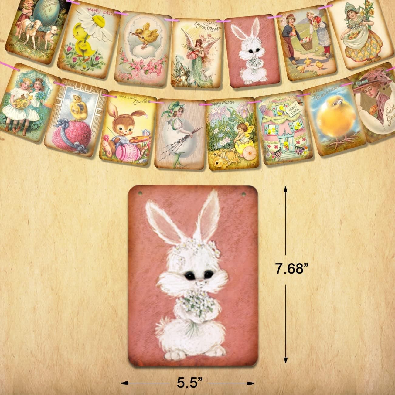 Vintage Style Easter Day Banner Bunting Garland thumbnail 3