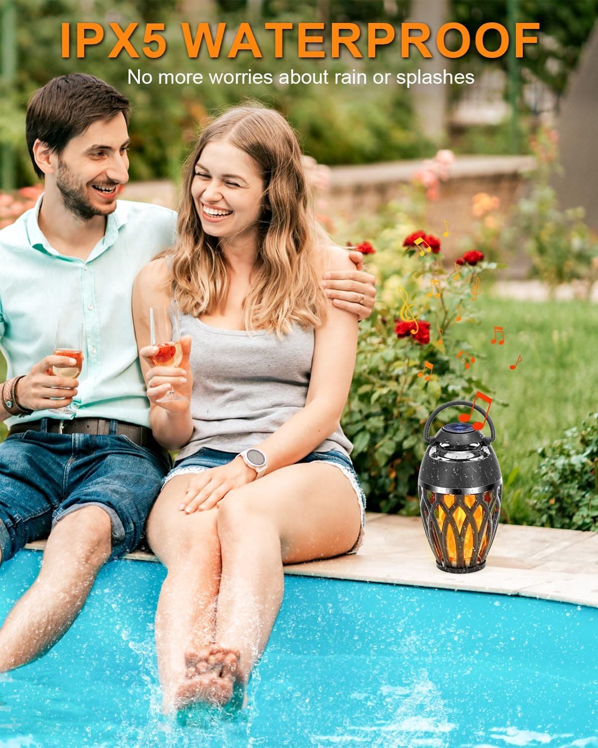 Vanten 2-Pack Outdoor Bluetooth Speakers with LED Flame Torch thumbnail 3