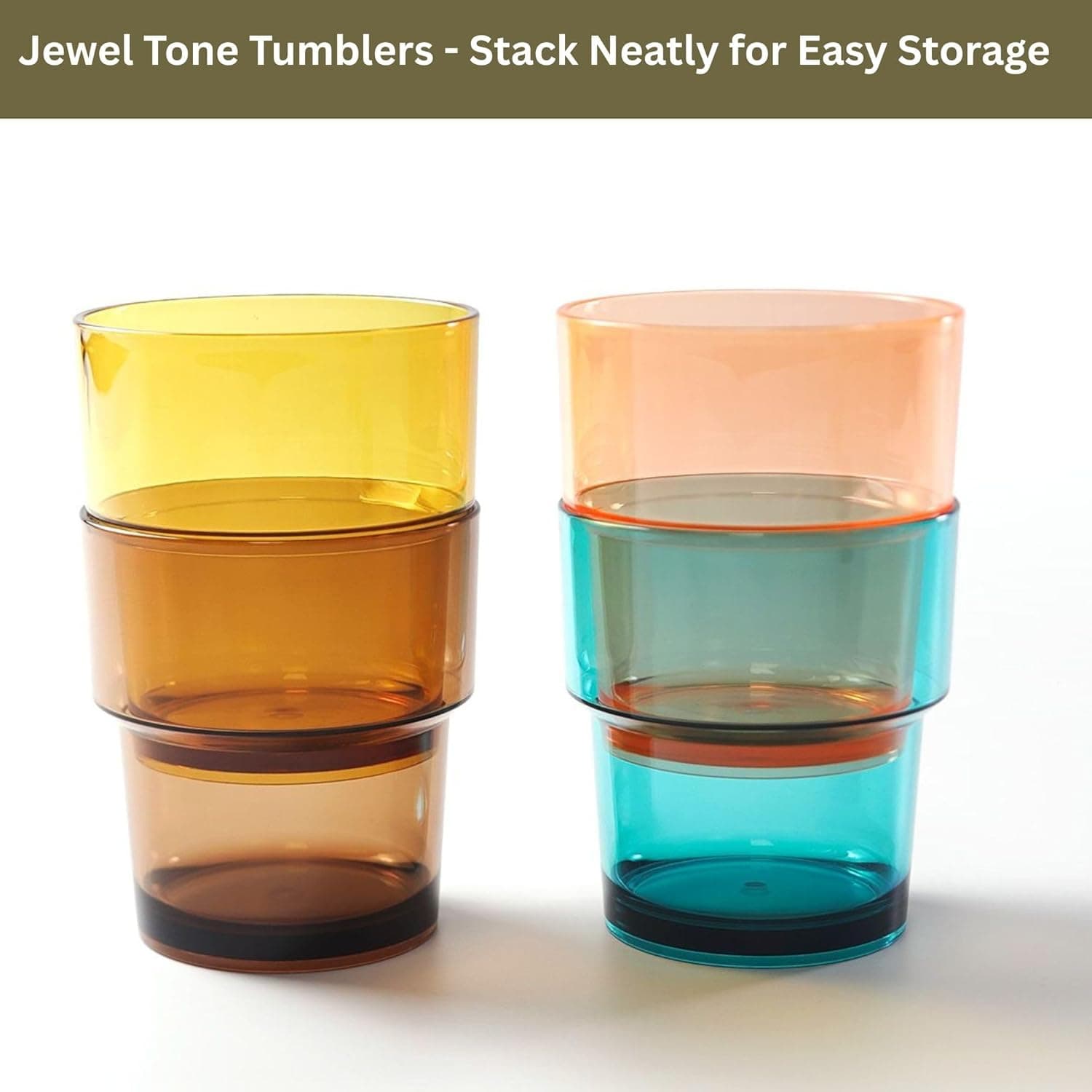WowProLiv 14 oz Plastic Stackable Drinking Tumblers Set of 8 thumbnail 2