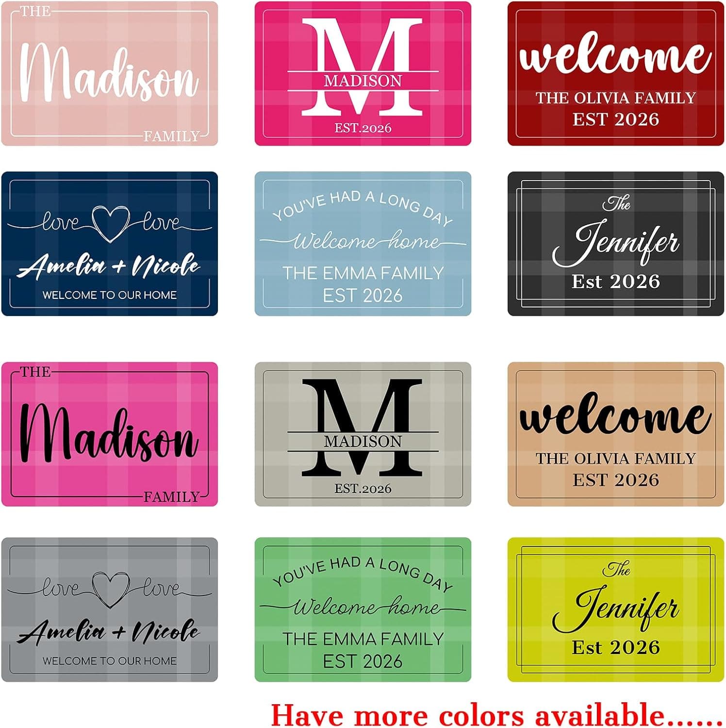 Clawelves Personalized Welcome Doormat with Family Name &amp; 6 Designs, Custom DoorMats, Housewarming Gift - Door Mat with Anti-Slip Backing, Customize Doormat Indoor Entrance : Patio, Lawn &amp; Garden thumbnail 4