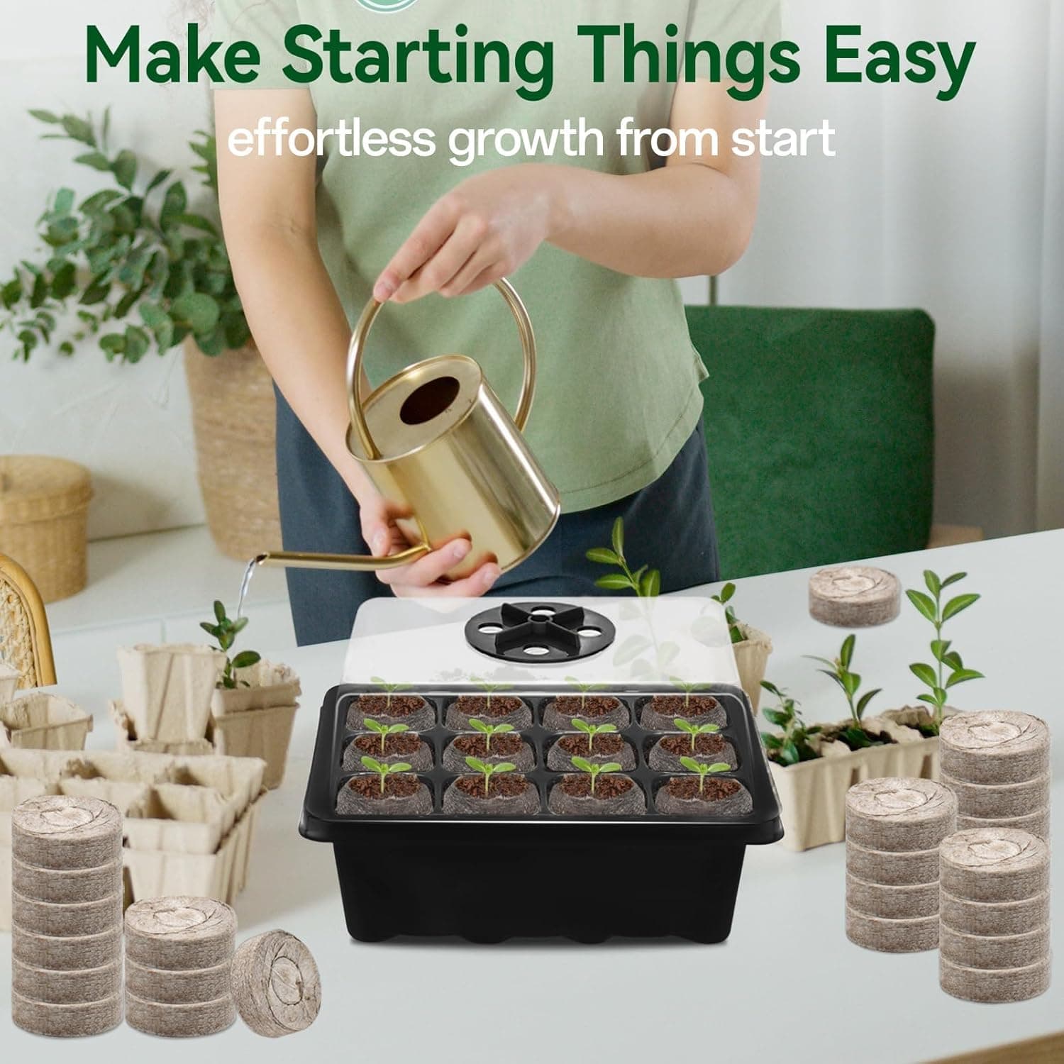 Halatool 4 Pack Seed Starter Tray Kit with 50 Peat Pellets thumbnail 3