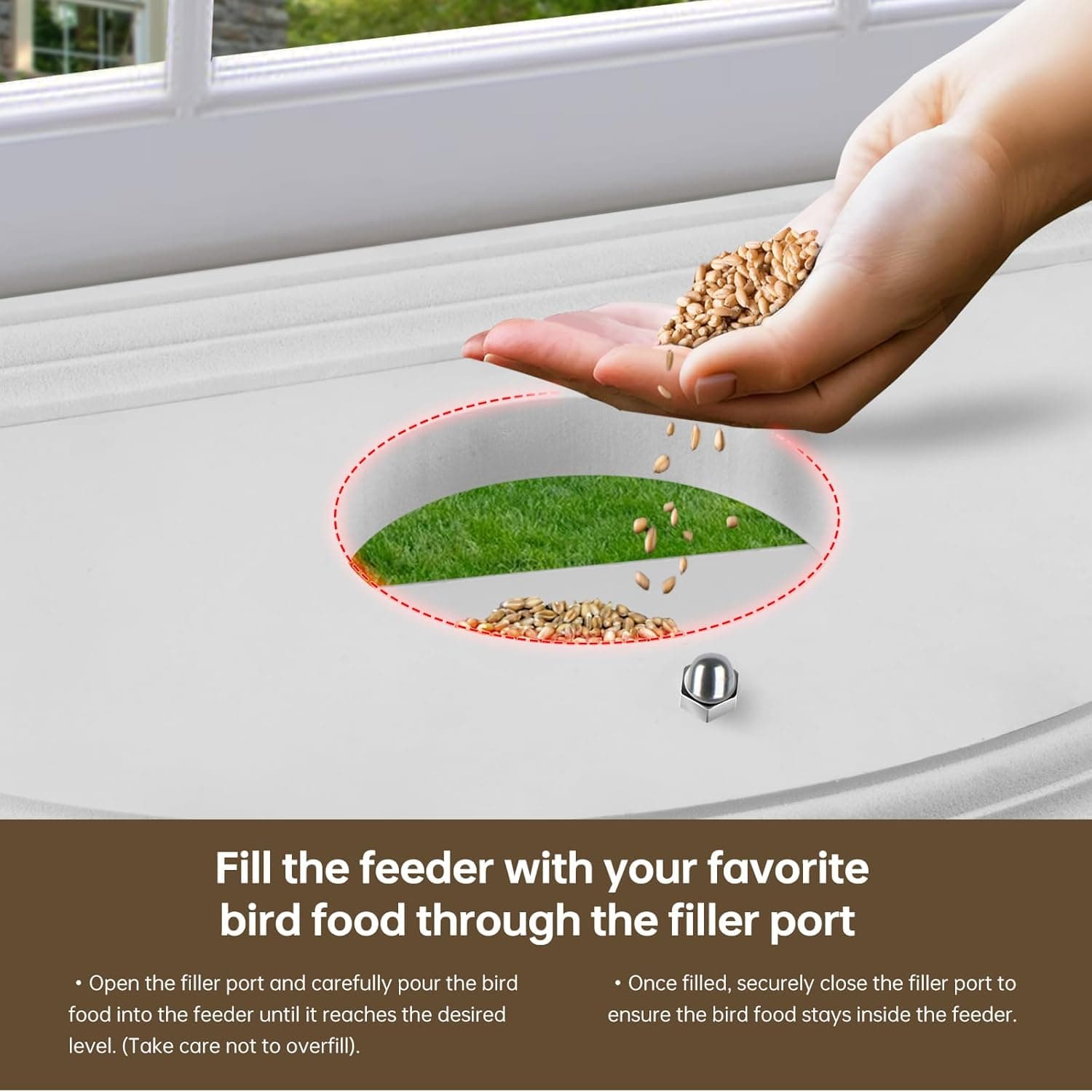 JOYSEUS Window Bird Feeder with 180° Clear View thumbnail 5
