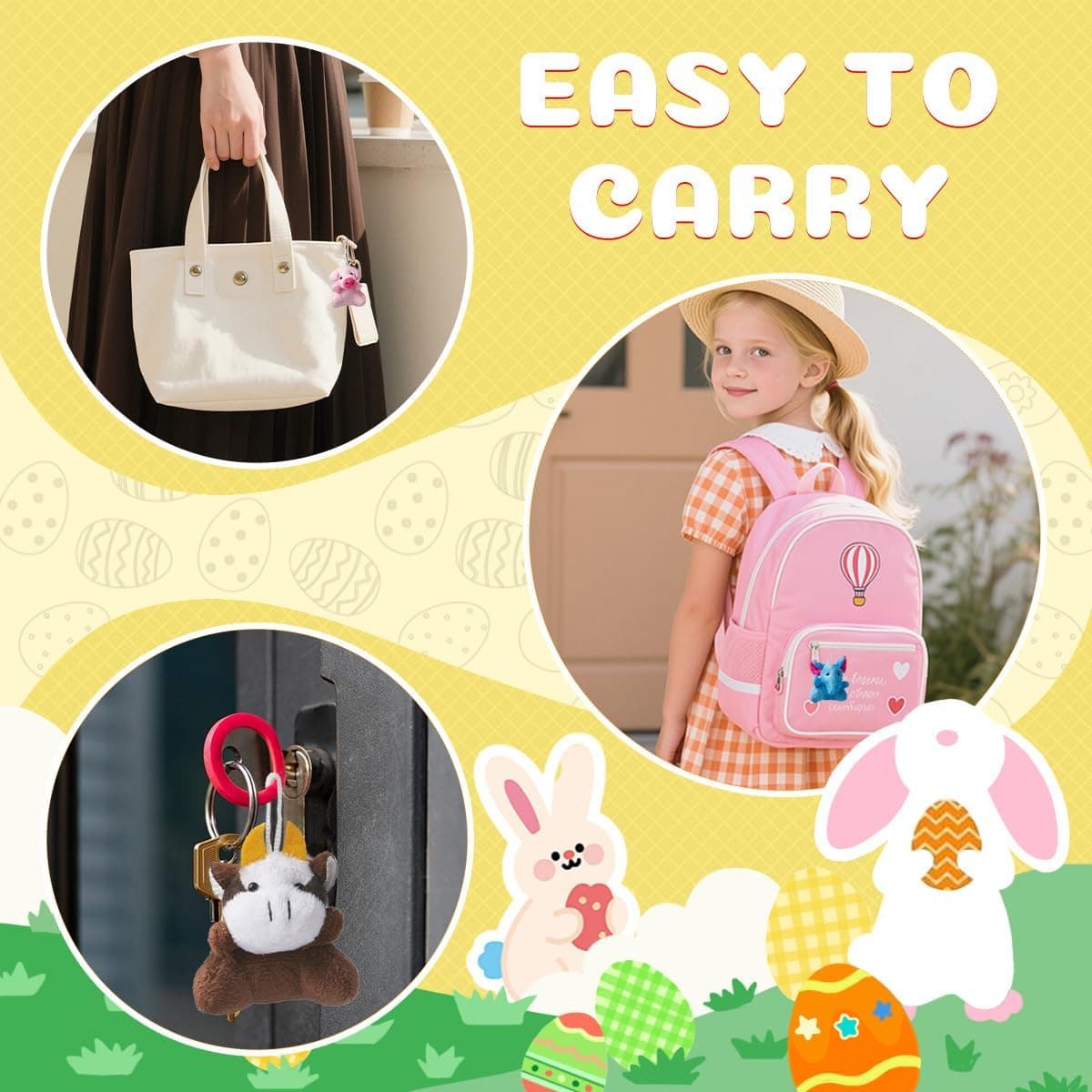 HIKISS 12 Pcs Easter Eggs with Mini Stuffed Animal Plush Toys thumbnail 4