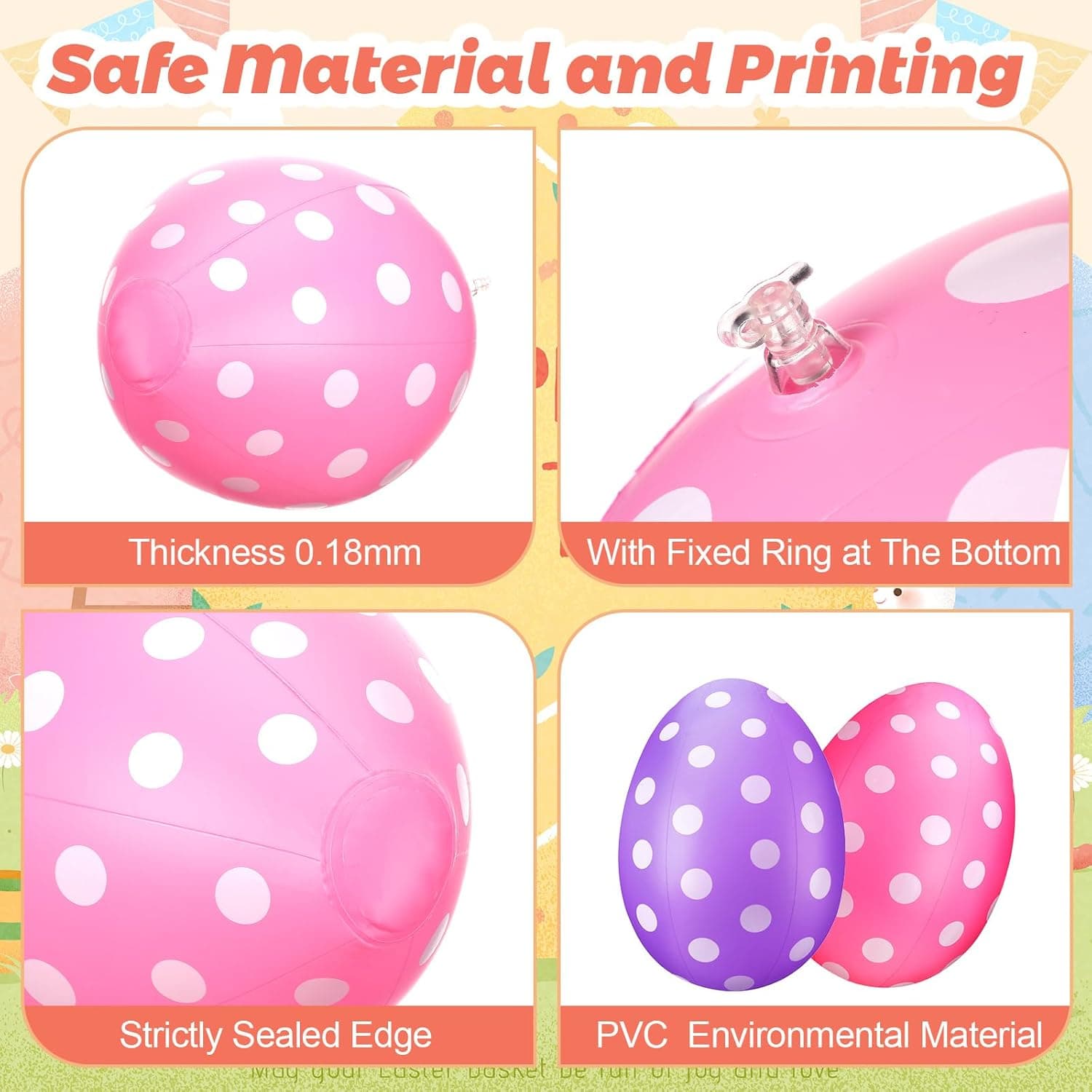 12 Pack 16 Inch, 24 Inch Easter Inflatable Eggs Jumbo Outdoor Decorations Easter Blow up Yard Decorations Gaint Big Yard Lawn Decor Kids Toys Bunny Colorful Eggs Inflatable Ornaments for Garden : Patio, Lawn &amp; Garden thumbnail 3