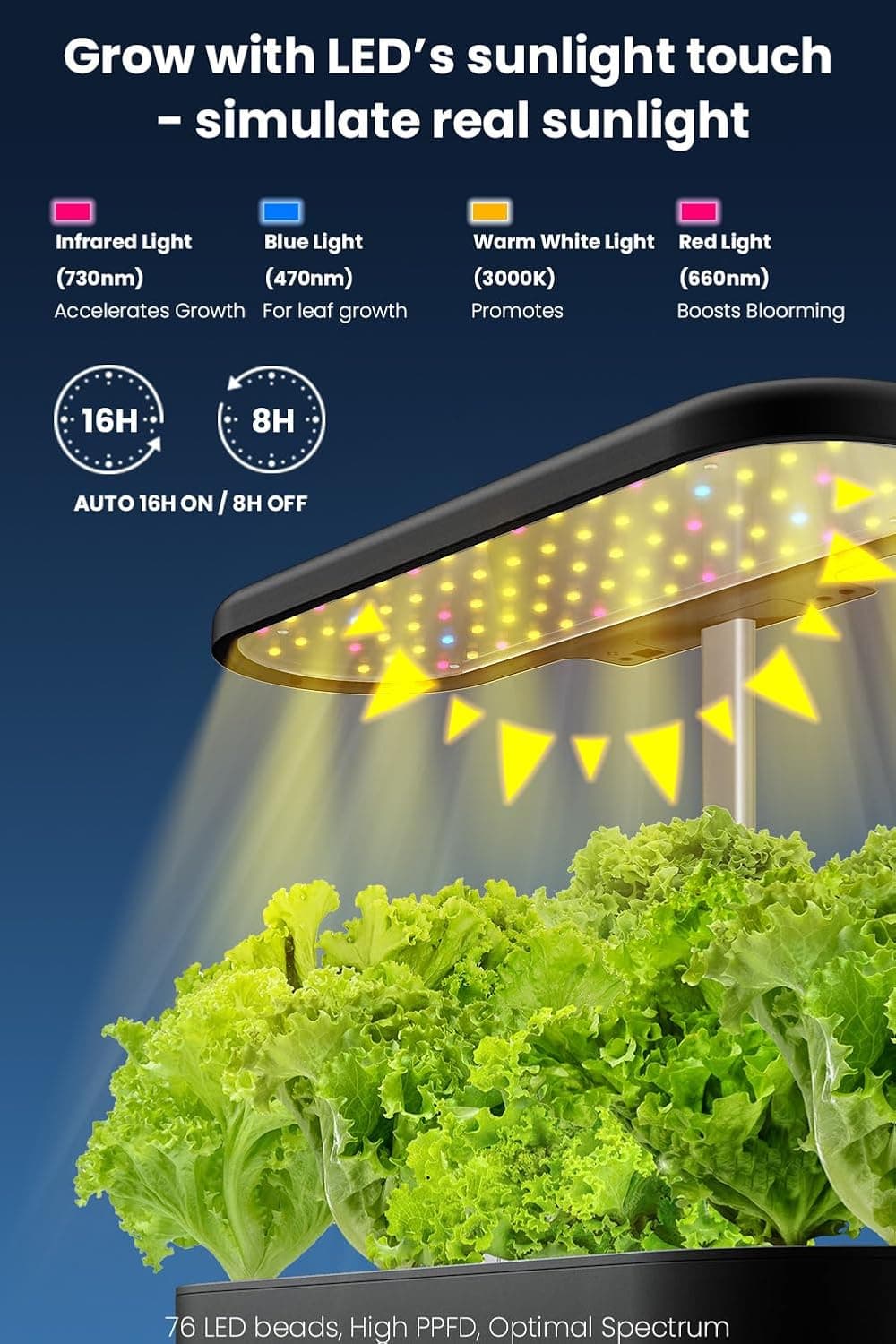 inbloom 12 Pods Hydroponics Growing System Kit, Herb Garden Planter Indoor Kit, Indoor Gardening Hydroponics Growing System with Pods, 4.2L Water Pump, Height Adjustable, Gifts for Woman, Black : Patio, Lawn &amp; Garden thumbnail 3