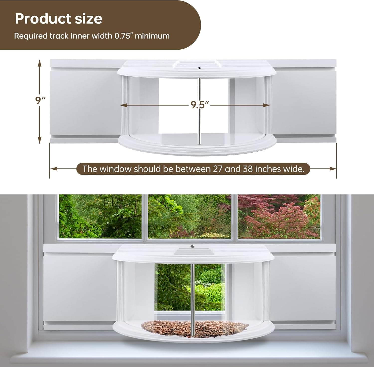 JOYSEUS Window Bird Feeder with 180° Clear View thumbnail 3