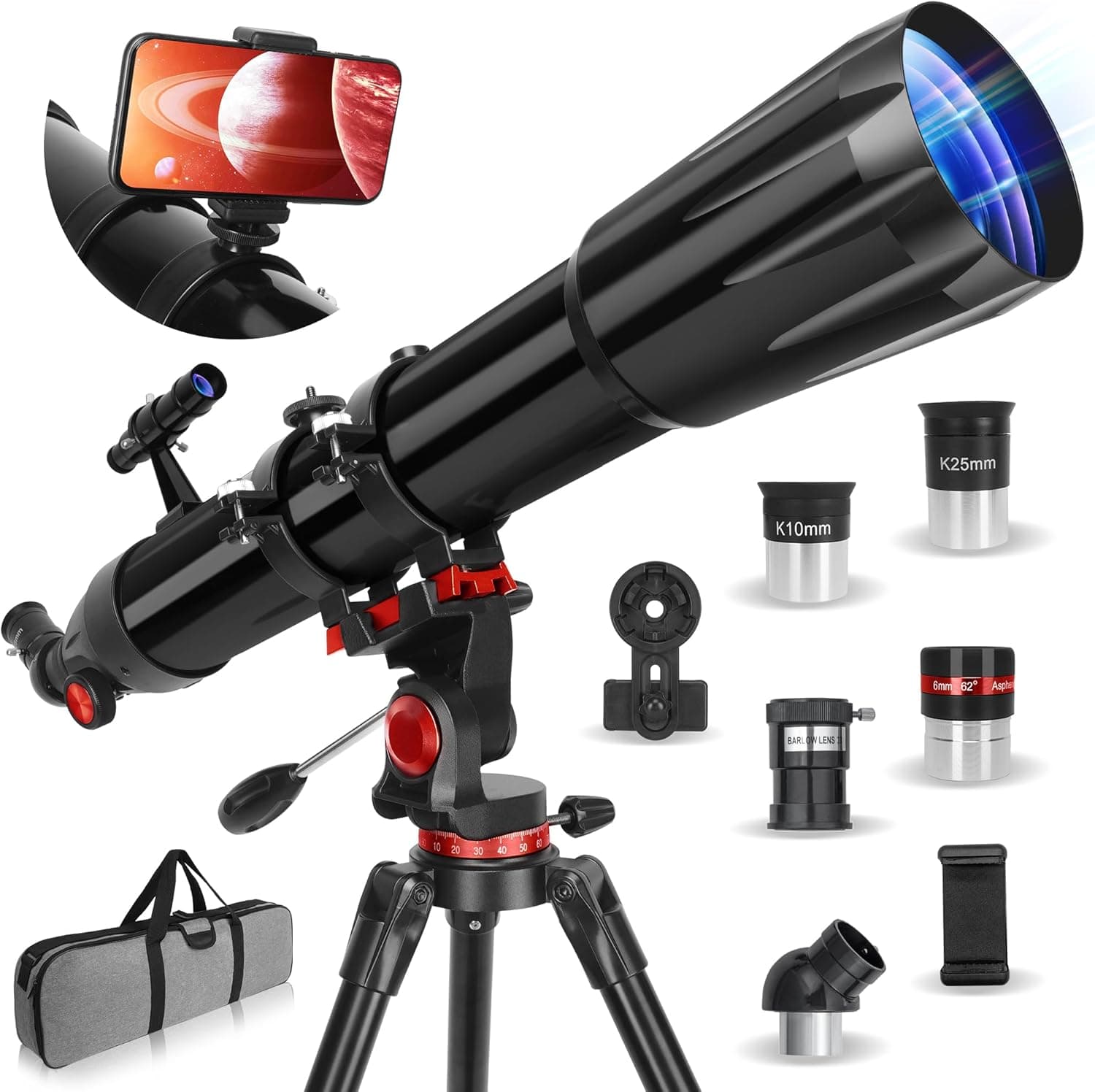Professional Refractor Telescope 90mm Aperture with Tripod and Phone Adapter — Spring Gift Ideas gift idea