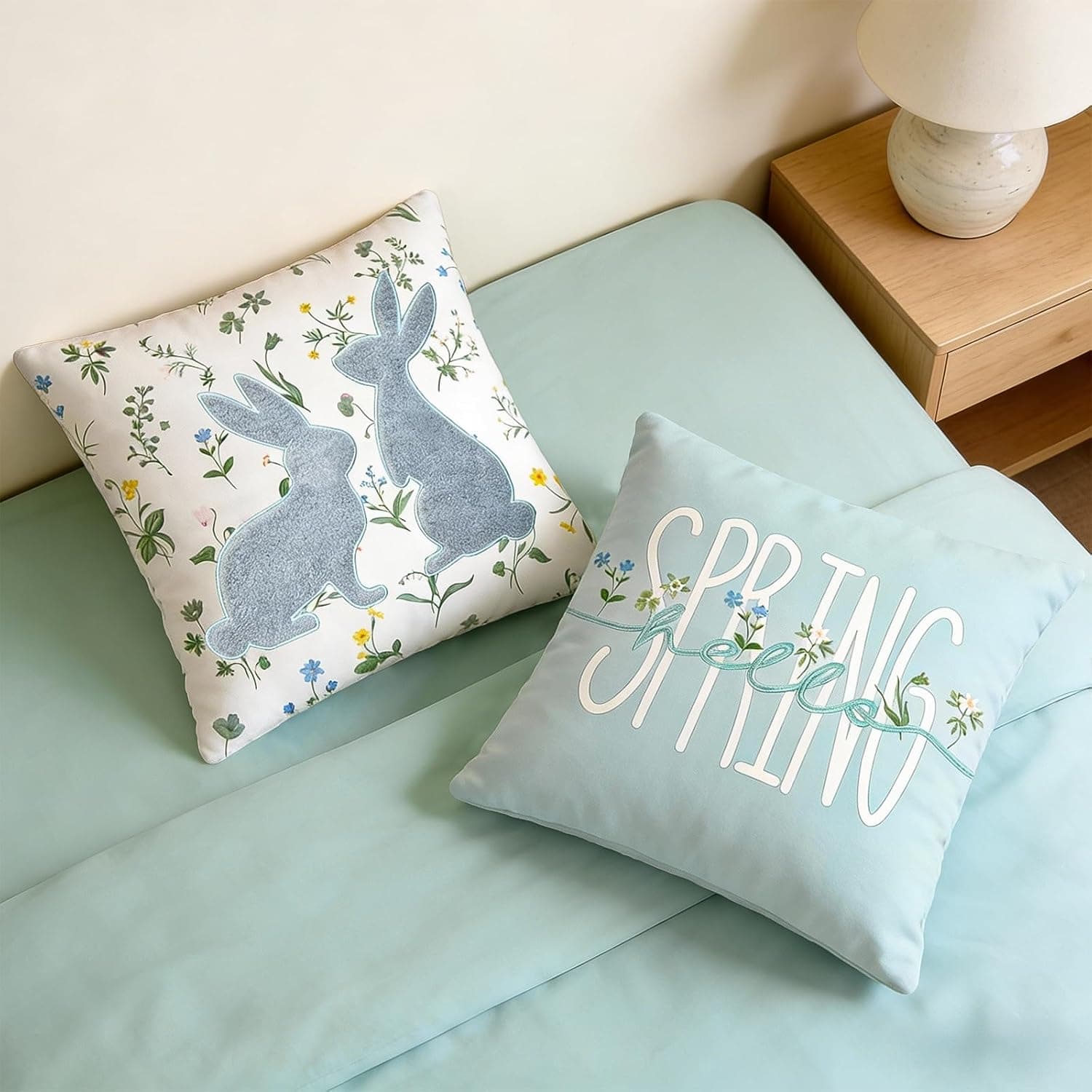 Easter Pillow Covers Set of 2 - 18x18 Inch Spring Bunny Farmhouse Throw Pillows thumbnail 4