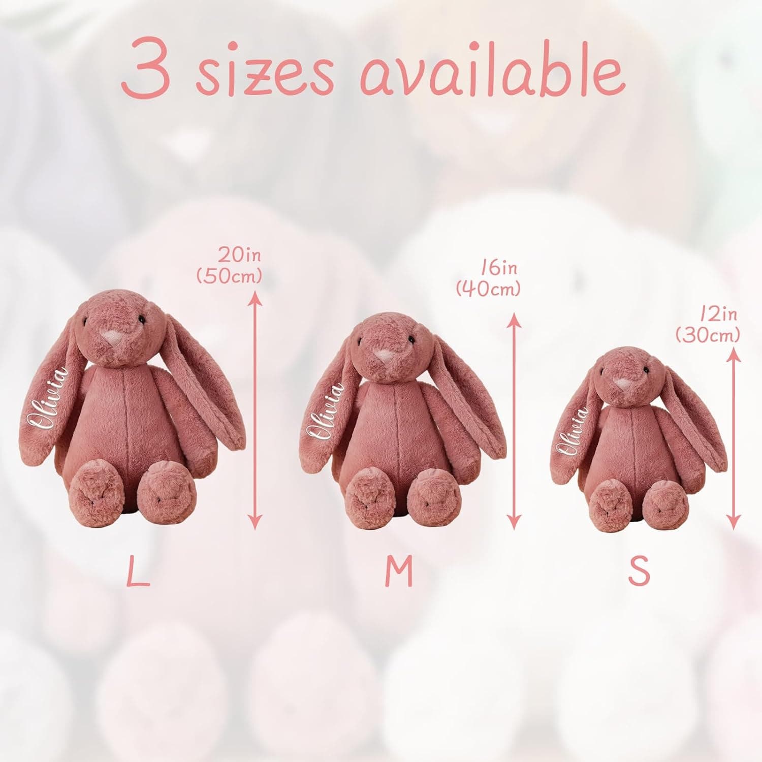 Dyoart Personalized Easter Bunny Rabbit, Custom Name Monogrammed Embroidered Bunny, Fluffy Rabbit with Long Ears,Plush Bunny Toy, Gift for Baby Kids(11.8inches) : Toys &amp; Games thumbnail 4