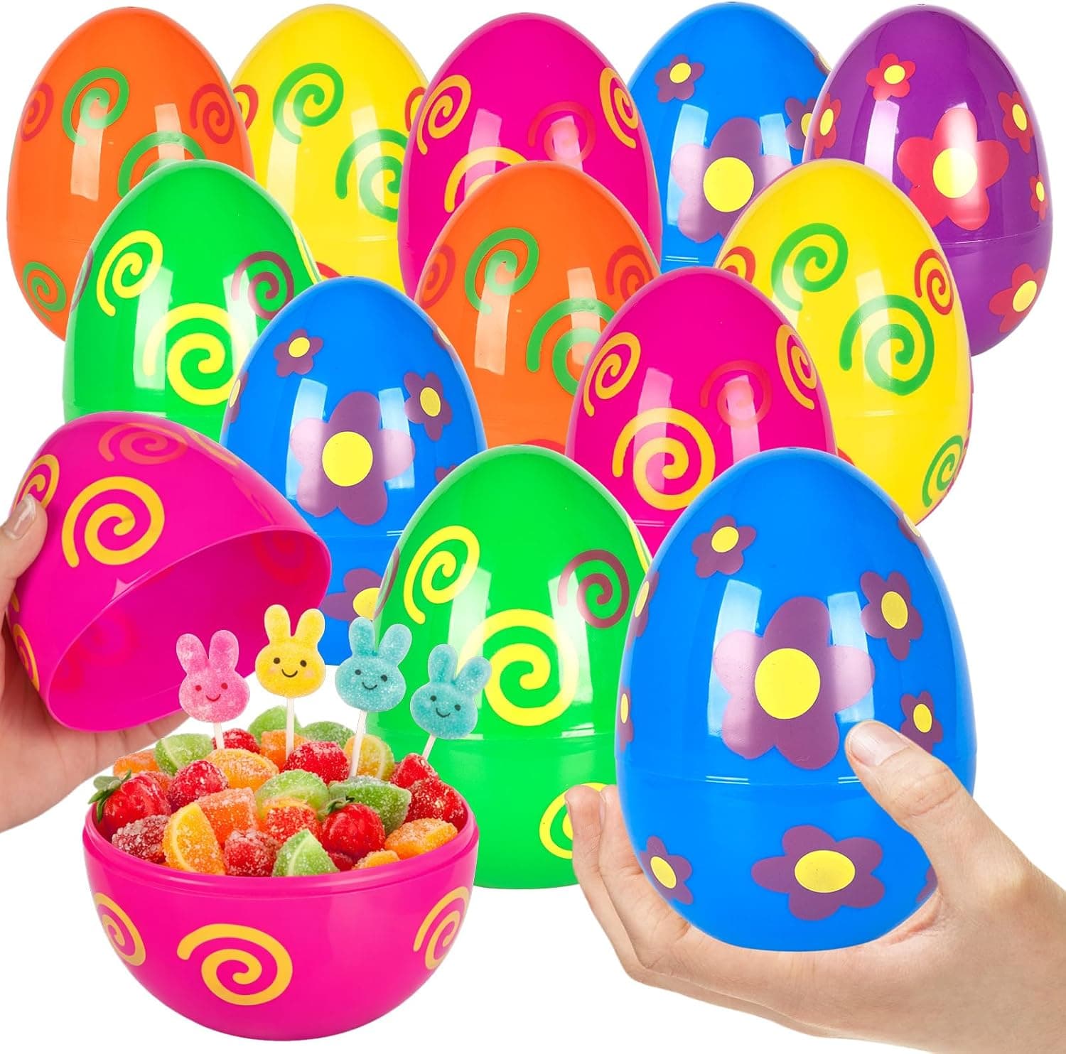 ZICZLI 12 Piece 6" Jumbo Plastic Easter Eggs — Easter Gifts gift idea