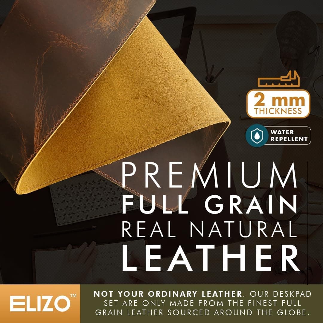 Elizo Real Leather Desk Mat Set (32x16) thumbnail 3