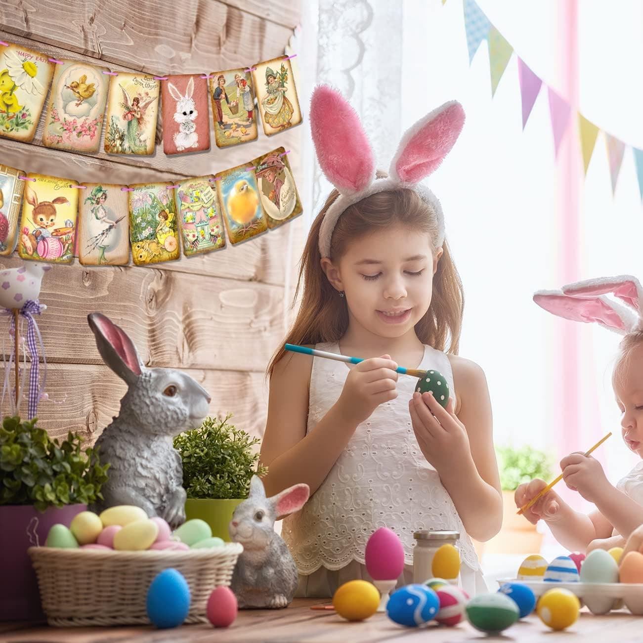 Vintage Style Easter Day Banner Bunting Garland thumbnail 2