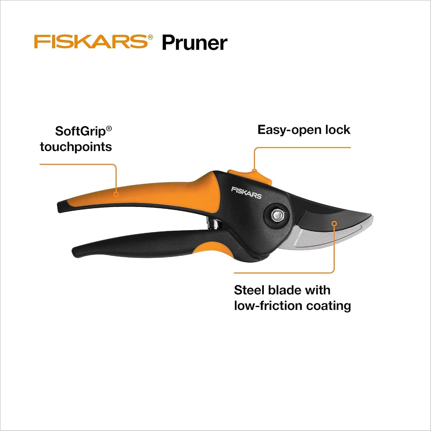 Fiskars Bypass Pruning Shears, Branch Cutter with 5/8" Cut Capacity, Garden Shears with Sharp Steel Blade, Rust Resistant, Ergonomic Pruners with Comfort Handle and Safety Lock, Gardening Hand Tools : Hand Pruners : Patio, Lawn &amp; Garden thumbnail 2