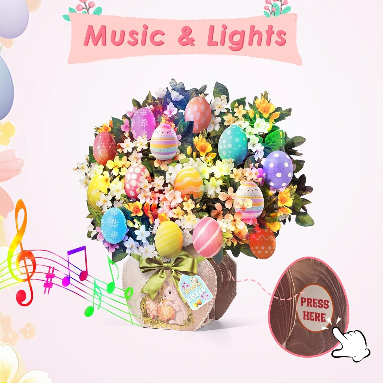 Easter 3D Pop Up Bouquet with Colorful Eggs, Lights and Music thumbnail 2
