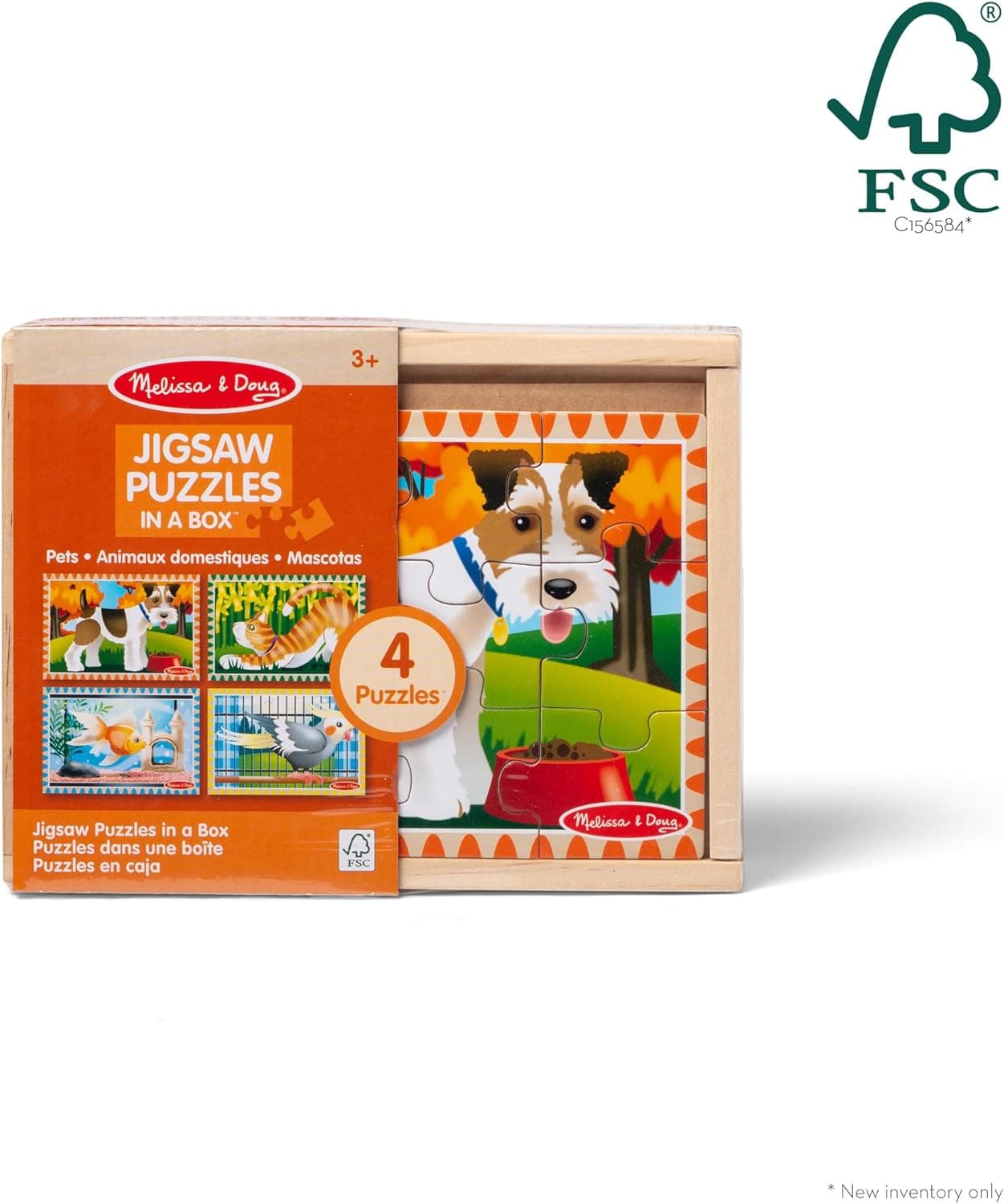 Melissa & Doug 4-in-1 Wooden Pets Jigsaw Puzzle Set thumbnail 3