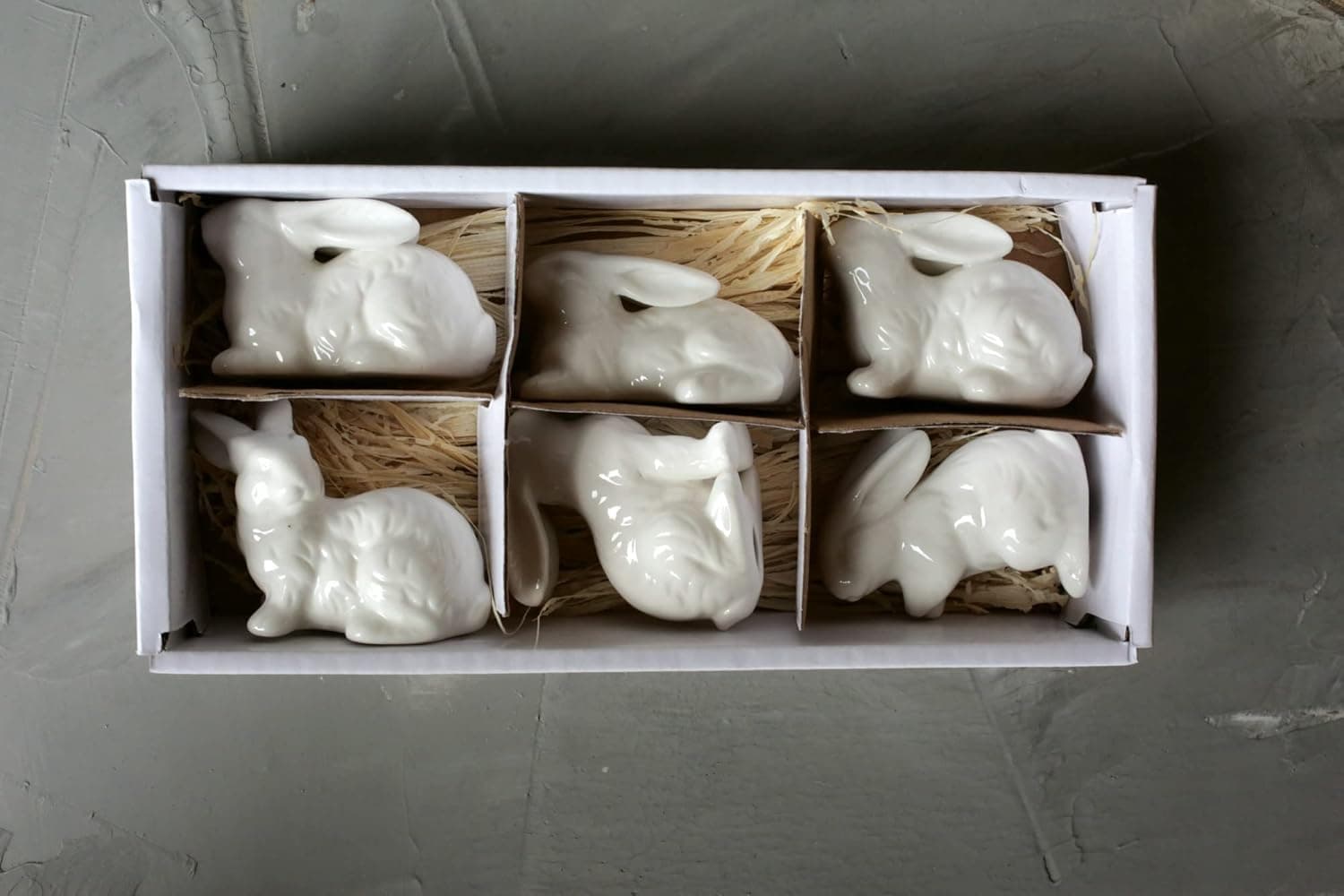 Creative Co-Op White Ceramic Bunnies Set of 6 thumbnail 3