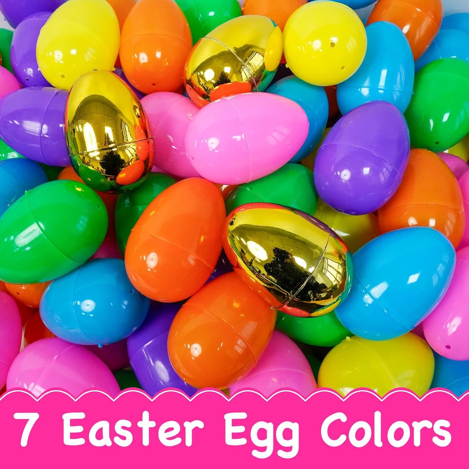 ZICZLI 300 PCS 2.4" Fillable Plastic Easter Eggs with 6 Golden Eggs, Empty Colorful Eggs for Kids Easter Hunt Classroom Rewards Basket Stuffers Easter Party Favors : Toys &amp; Games thumbnail 4